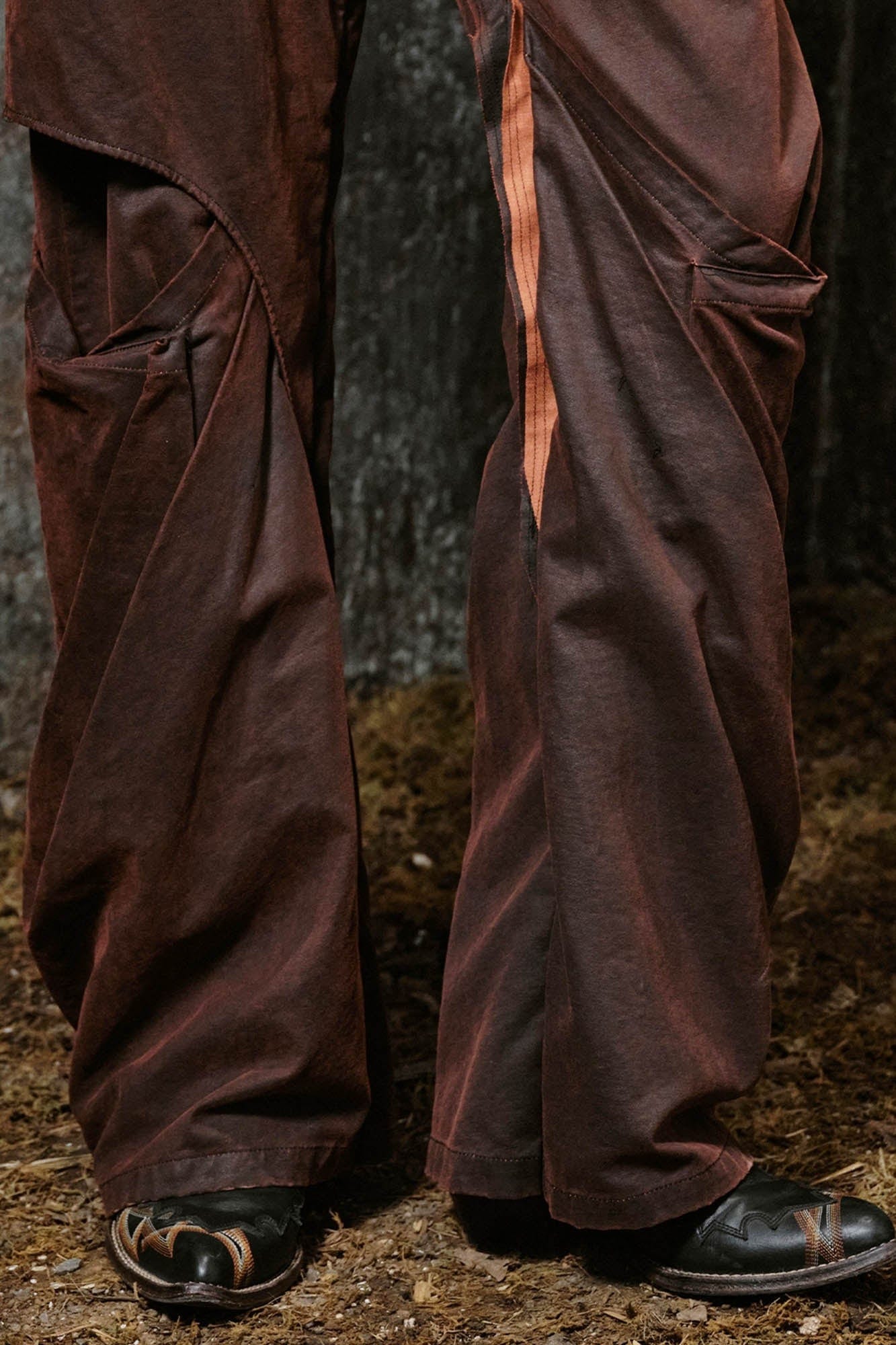 ILNya Nieternite Nifutur Weathered Coated Deconstructed Trousers, premium urban and streetwear designers apparel on PROJECTISR.com, ILNya Nieternite Nifutur