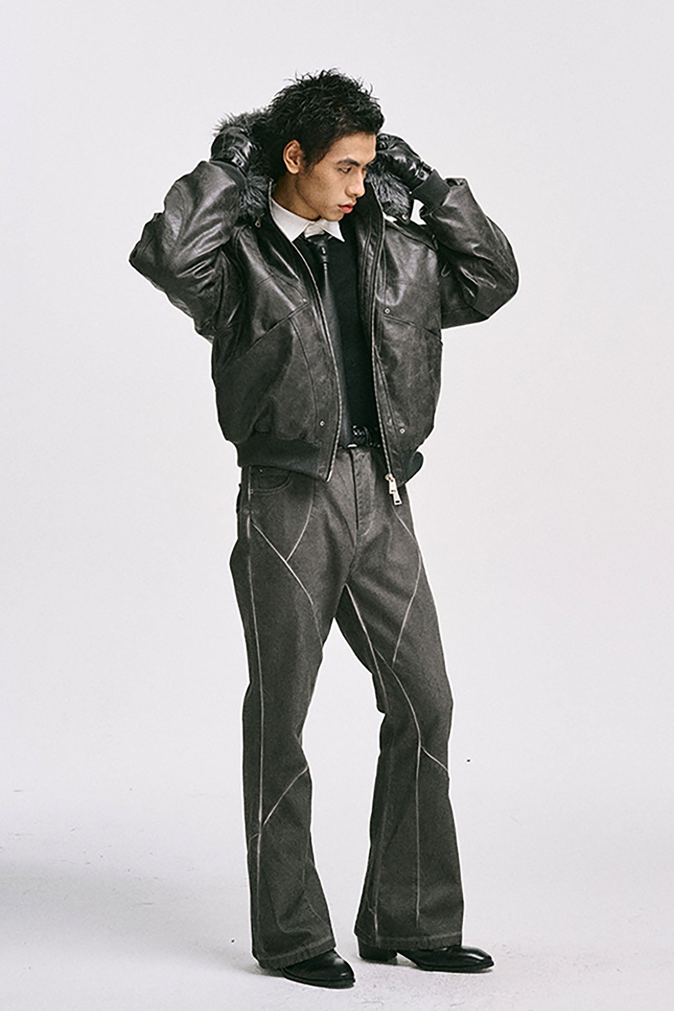CATSSTAC Crosscut Washed Denim Pants, premium urban and streetwear designers apparel on PROJECTISR.com, CATSSTAC