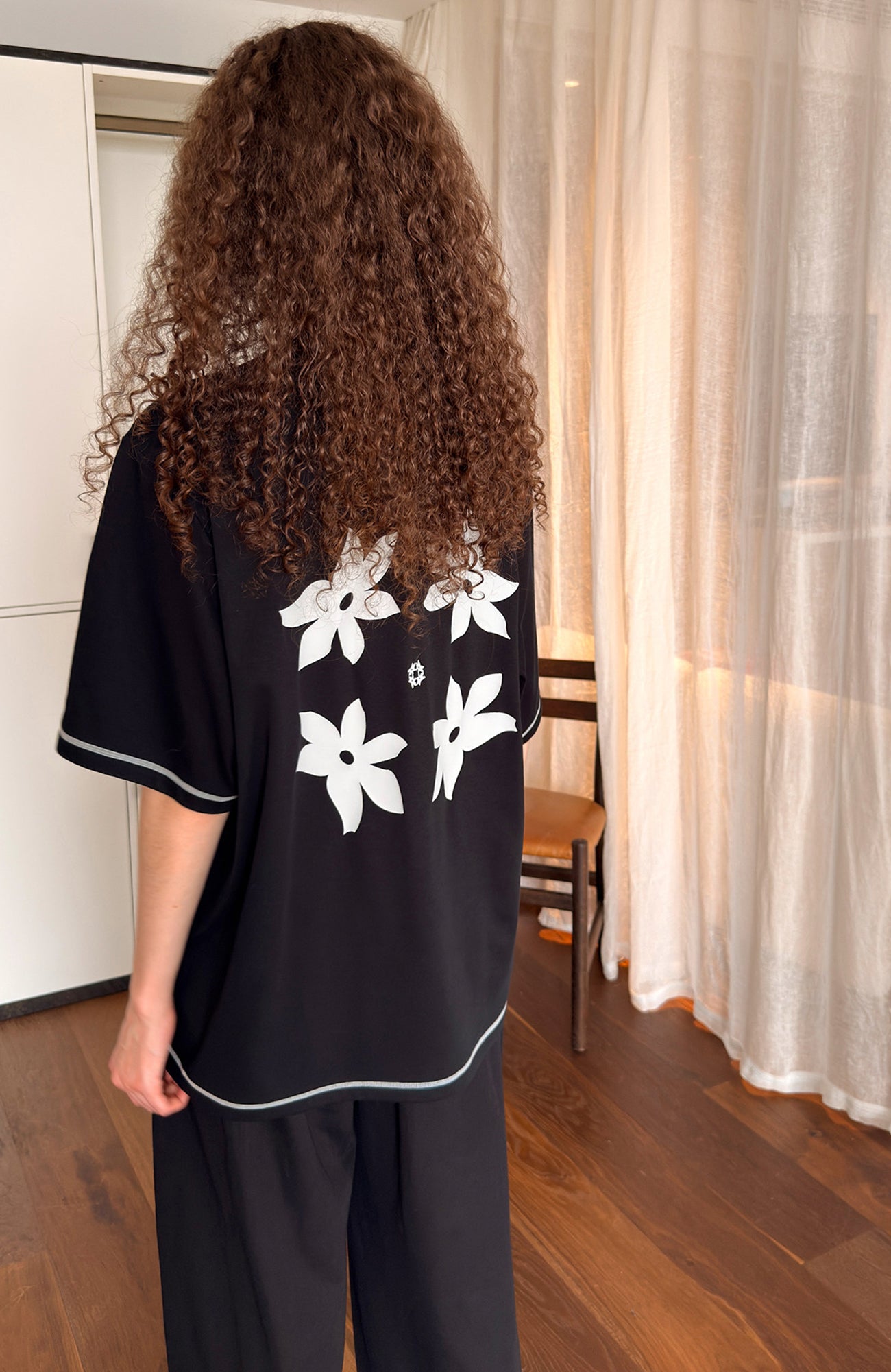 MIICHOUS Contrast Piping Floral Graphic T-Shirt, premium urban and streetwear designers apparel on PROJECTISR.com, MIICHOUS