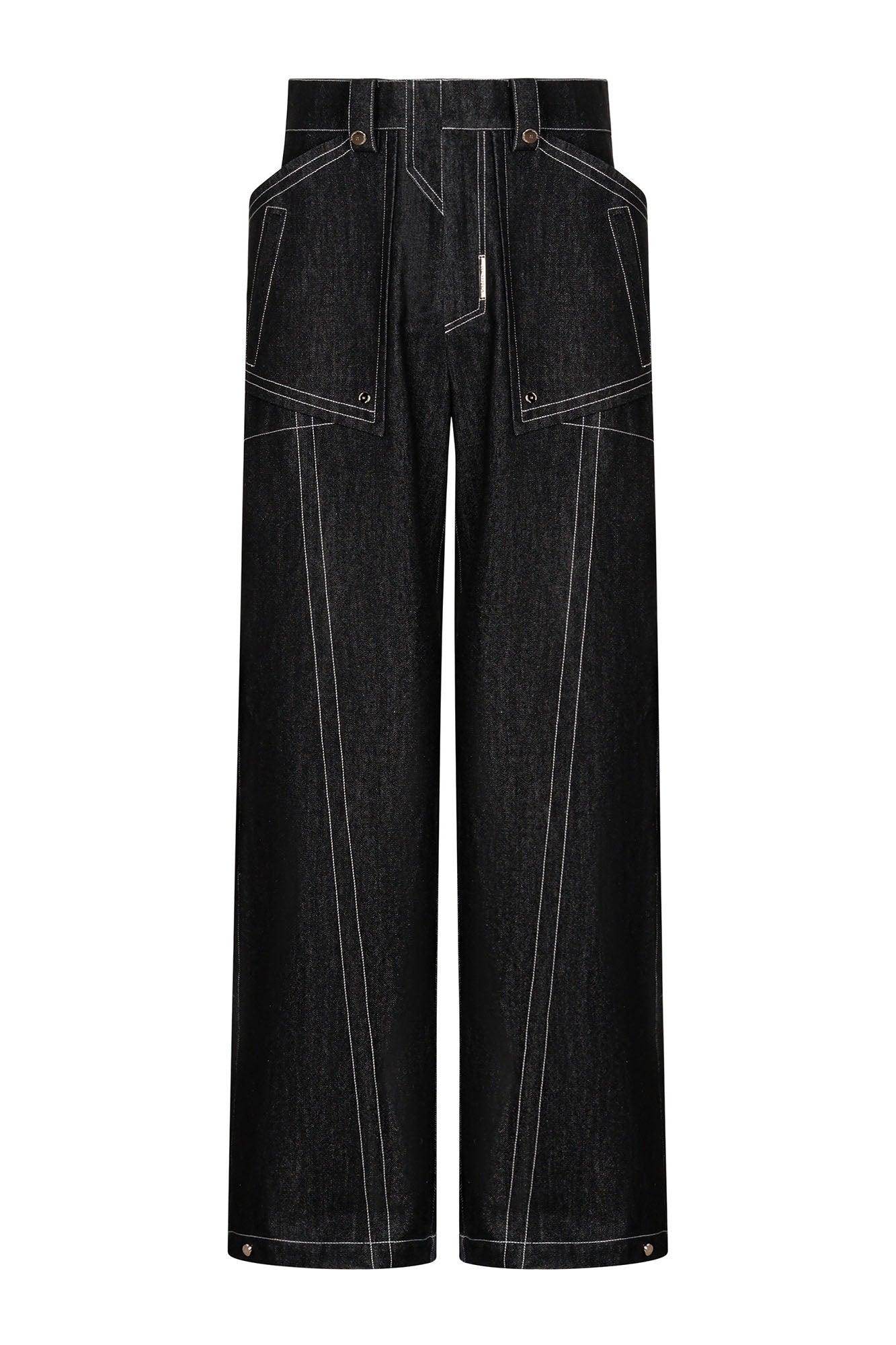TIWILLTANG Contrast Stitched Straight-Leg Jeans