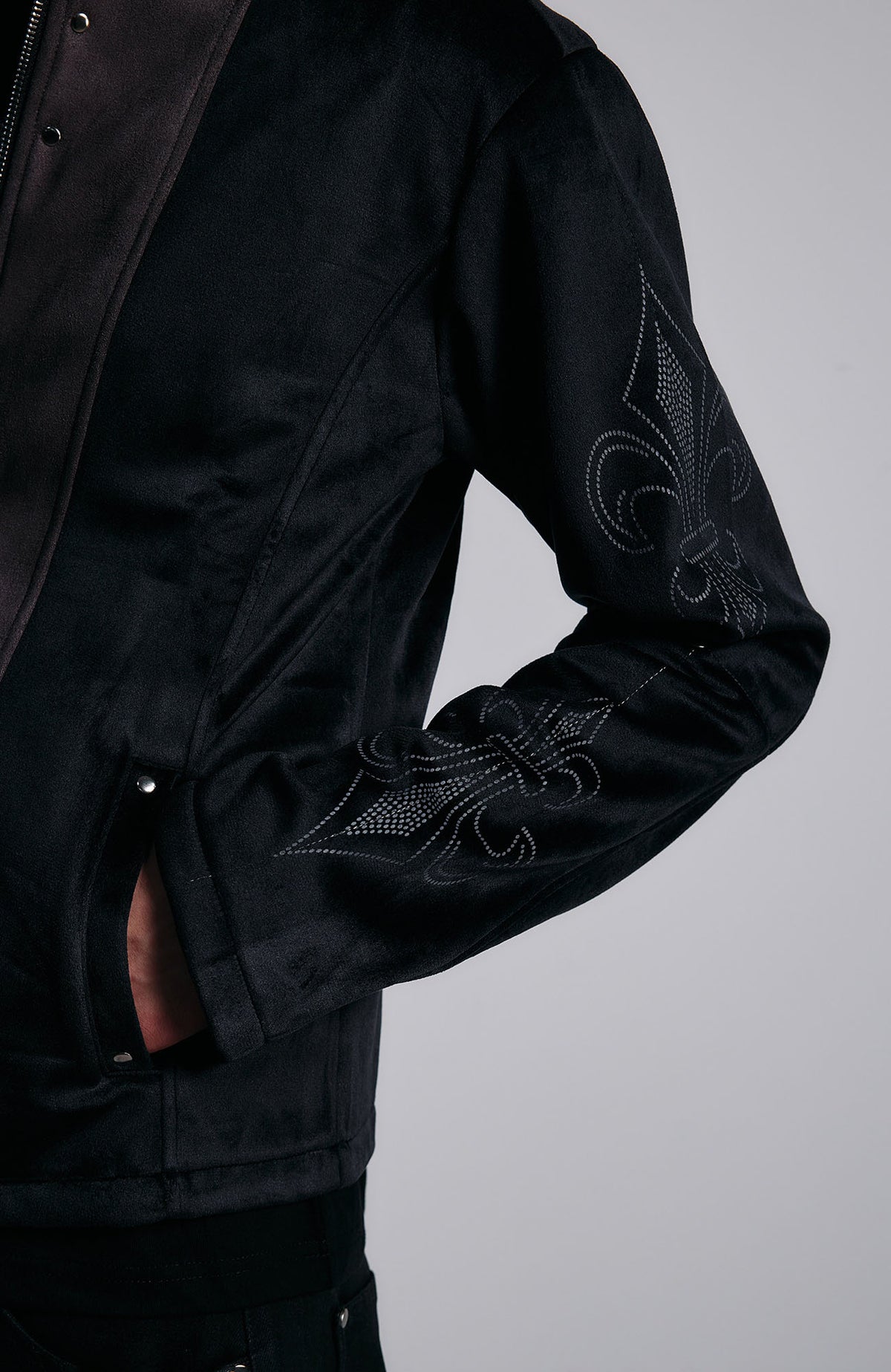 PAIKI Iris Totem Spliced Suede Fitted Jacket