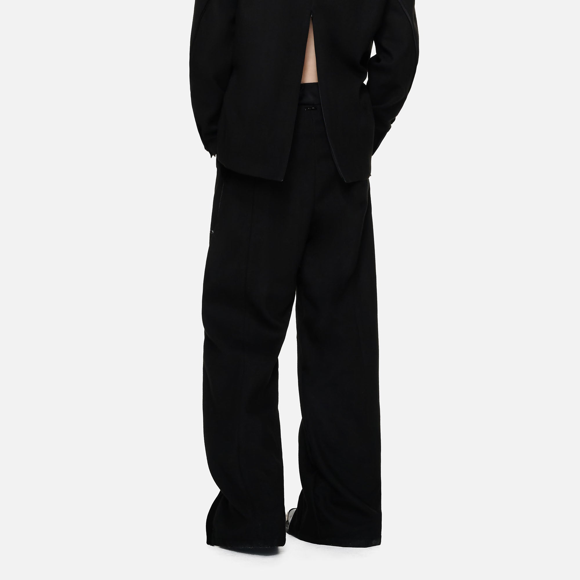 TIWILLTANG Paneled Zipper-Hem Wide-Leg Pants Black