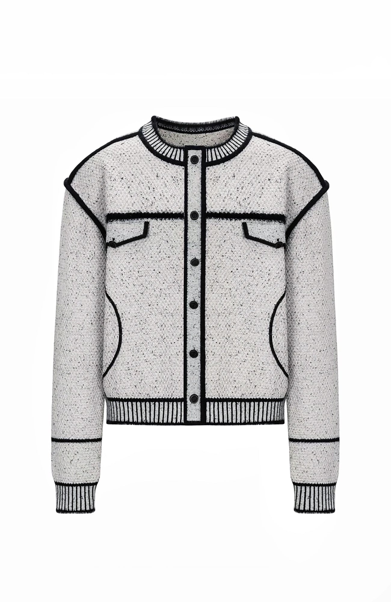 TIWILLTANG Frayed Edge Tweed Knit Jacket