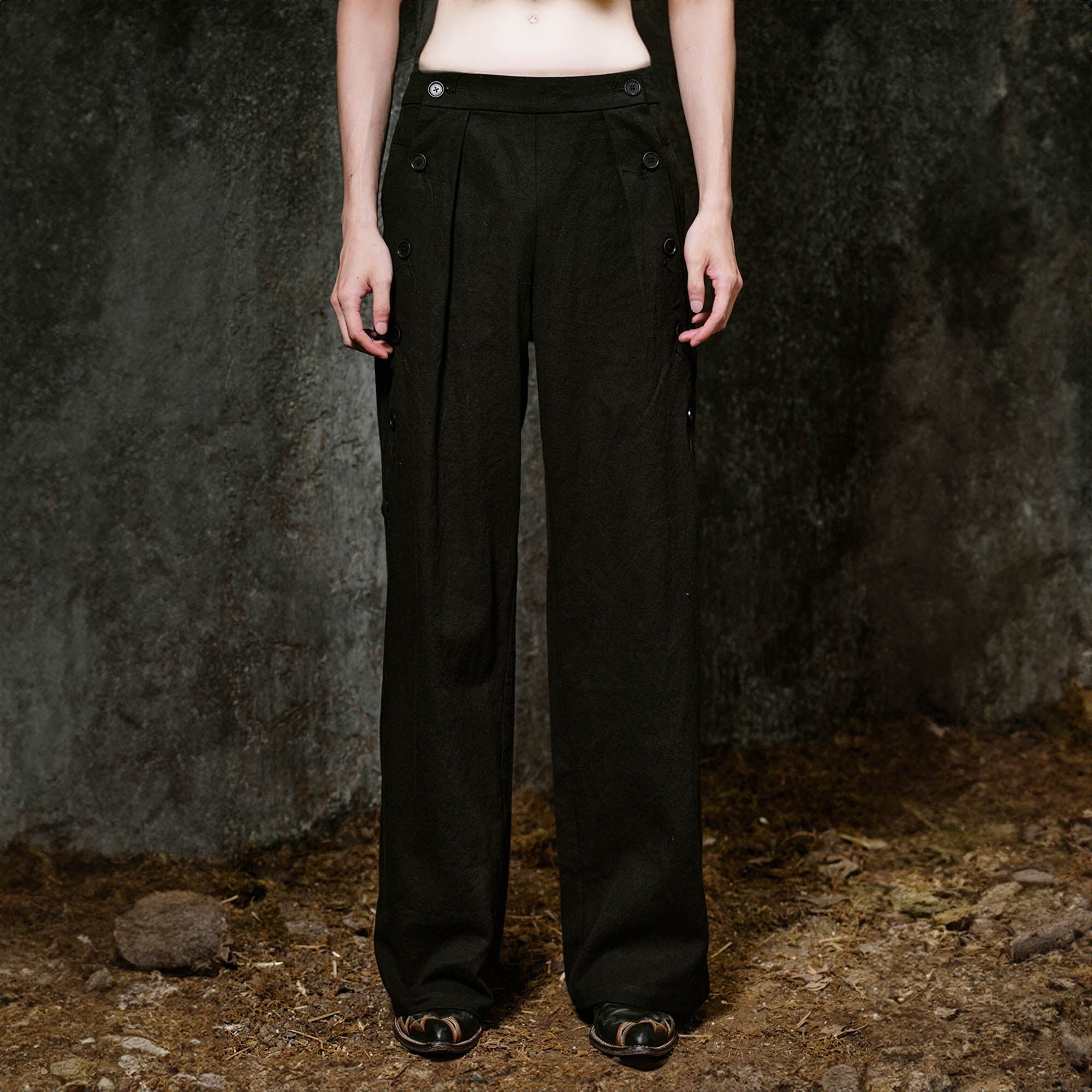ILNya Nieternite Nifutur Side Button Pleated Wide-Leg Trousers