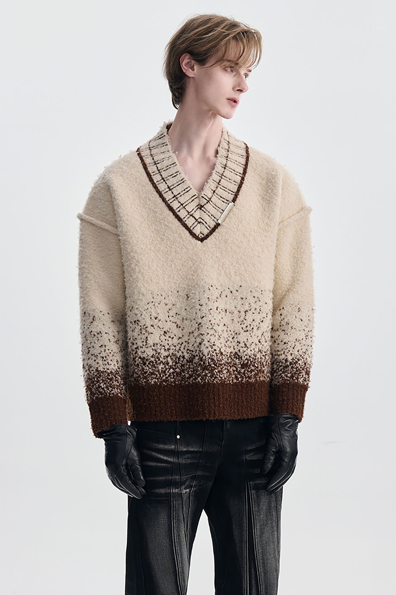 TIWILLTANG Gradient Wool V-Neck Sweater, premium urban and streetwear designers apparel on PROJECTISR.com, TIWILLTANG