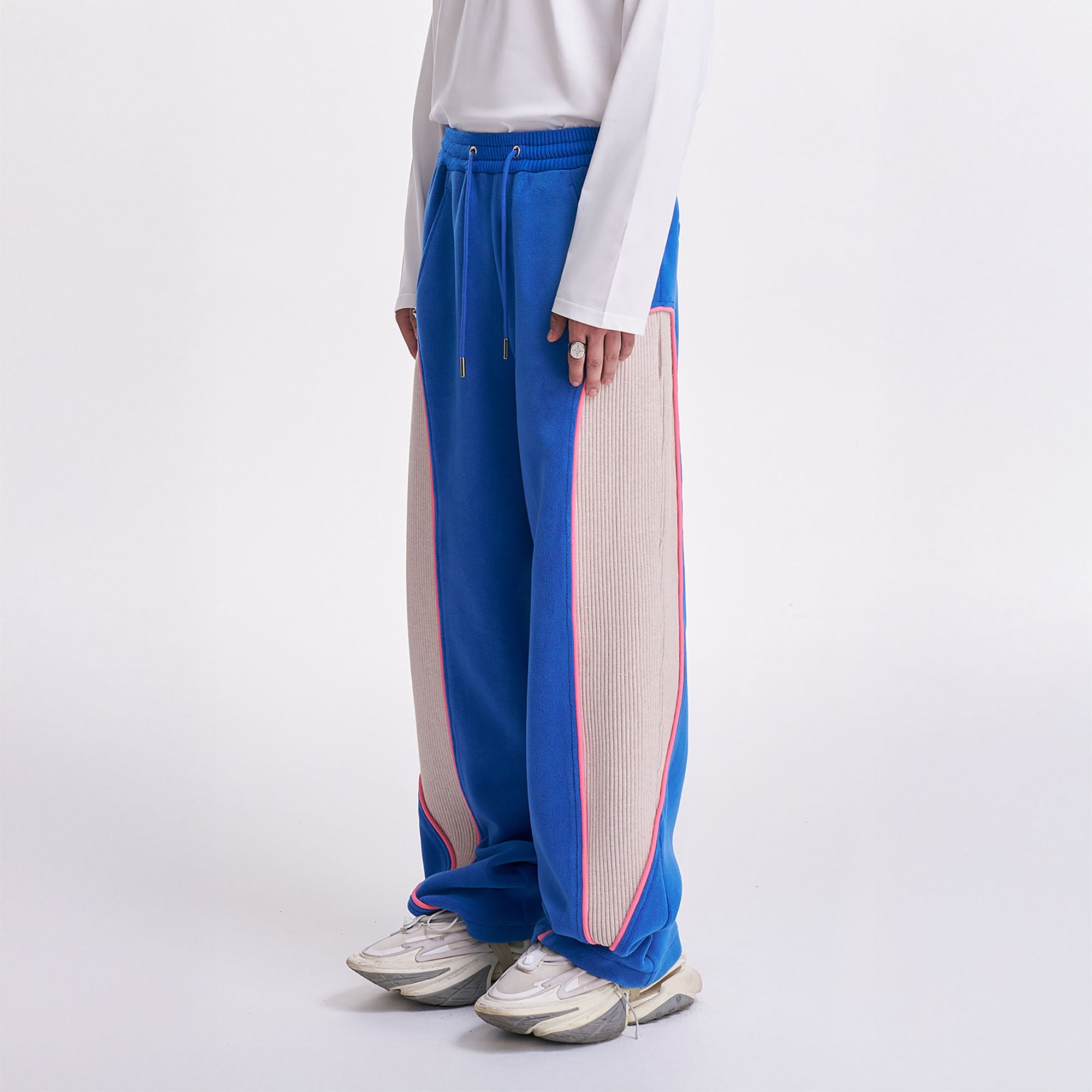 TIWILLTANG Ribbed Contrast Panel Oversized Sweatpants
