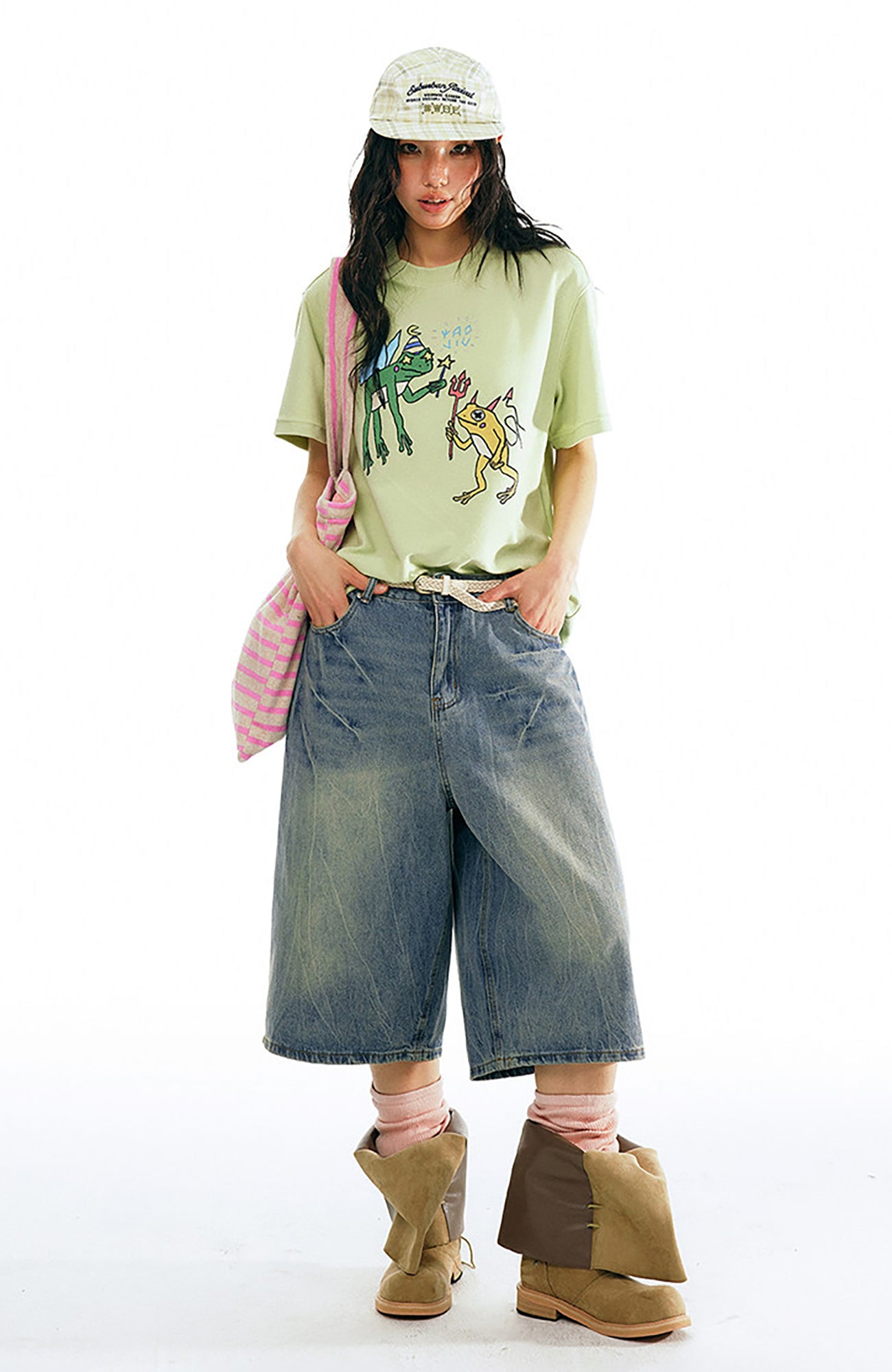 1997 POSTOFFICE Washed Wide-Leg Denim Shorts, premium urban and streetwear designers apparel on PROJECTISR.com, 1997 POSTOFFICE