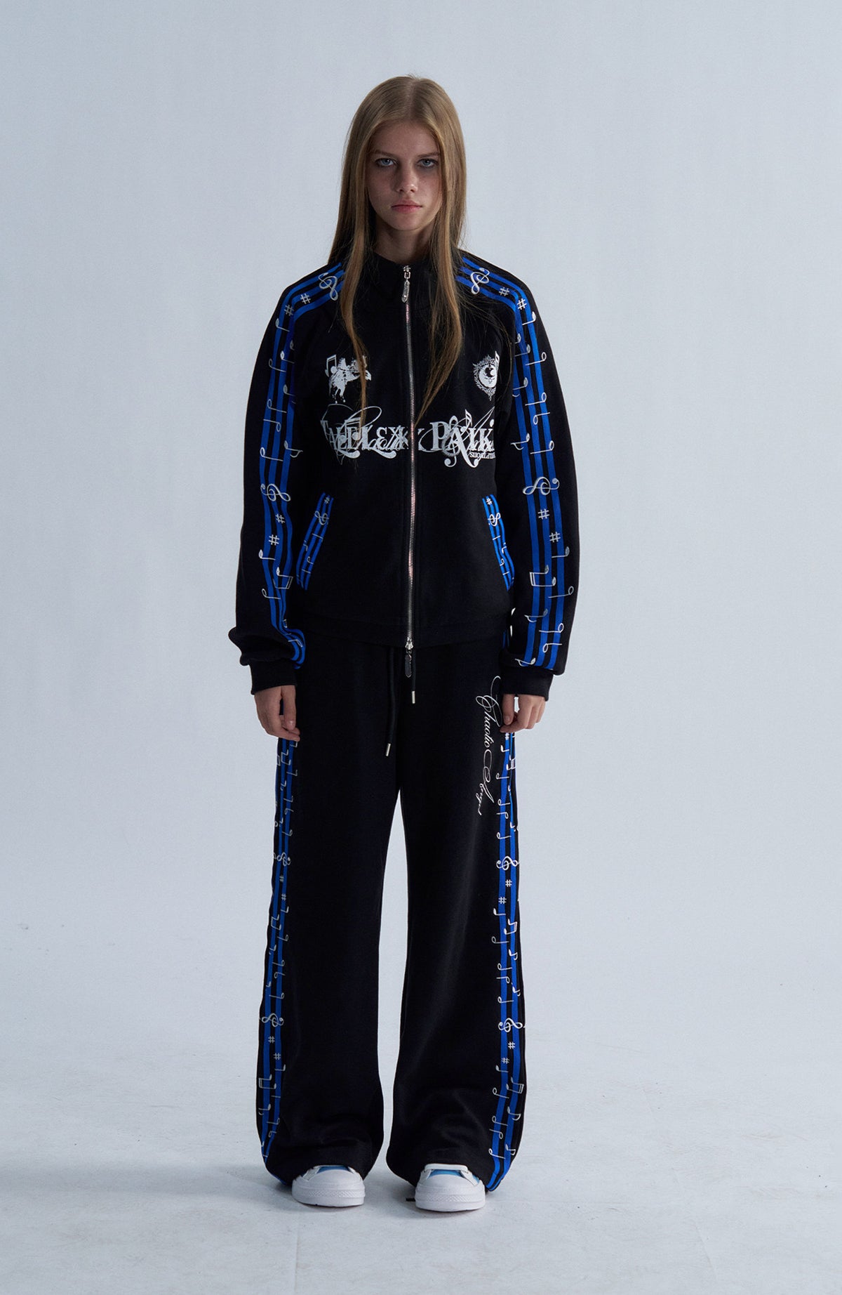 PAIKI Striped Double-Waistband Straight-Leg Sweatpants