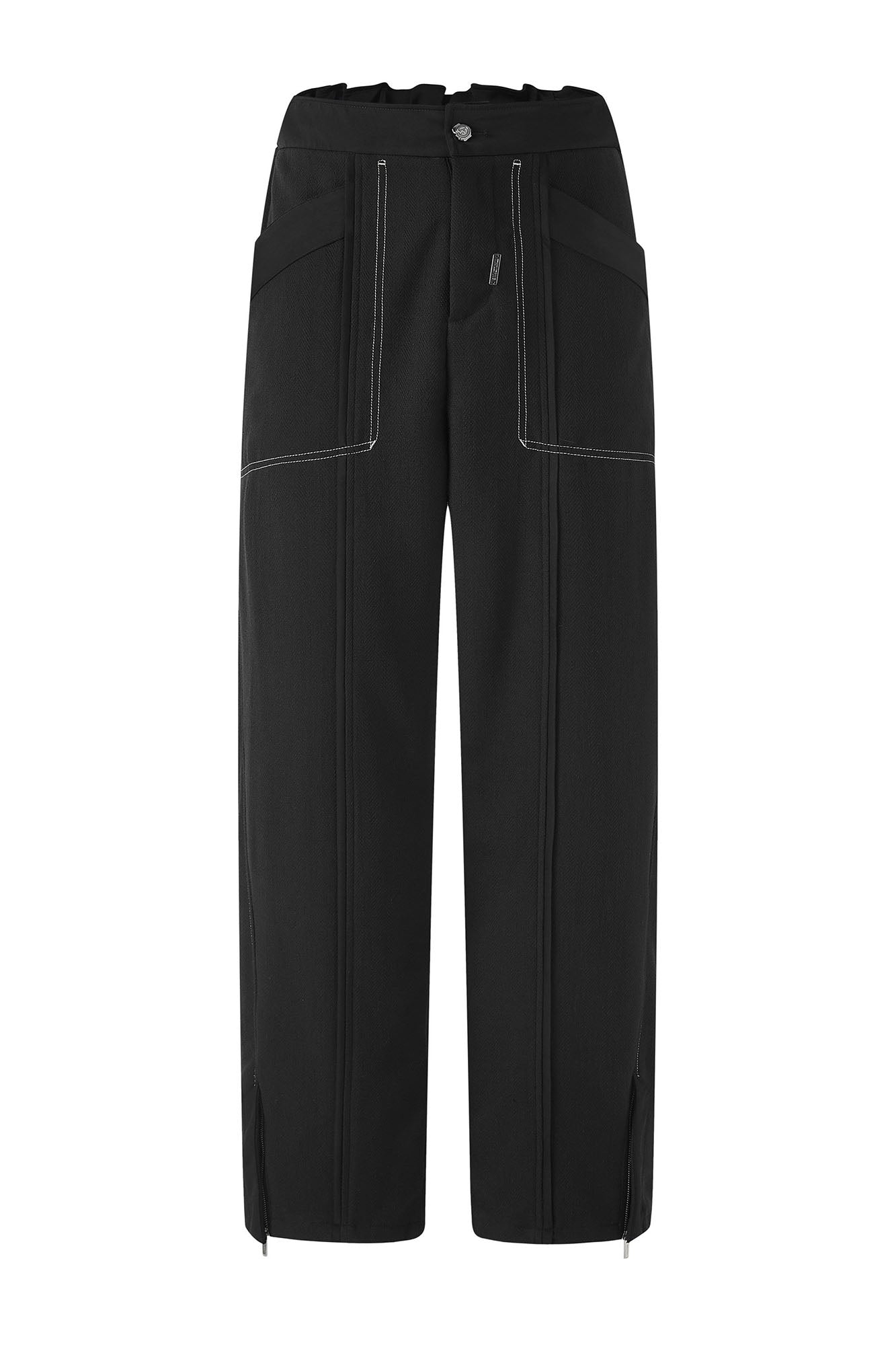 TIWILLTANG Paneled Zipper-Hem Wide-Leg Pants Black