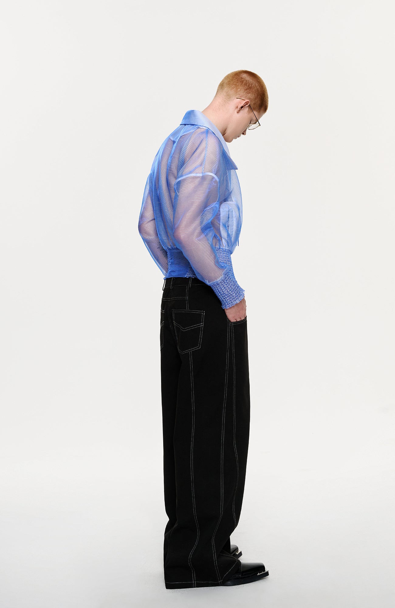 TIWILLTANG Sheer Zip-Up Cropped Jacket