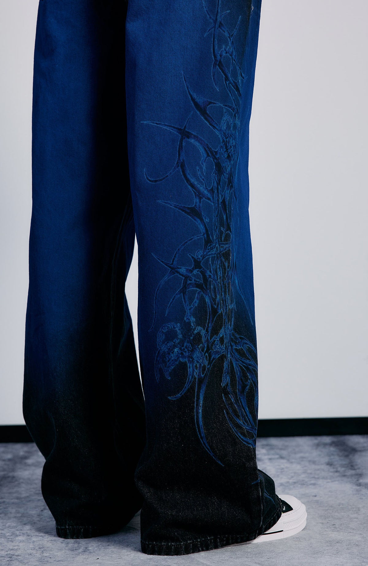 PAIKI Washed Flame Totem Baggy Straight-Leg Jeans