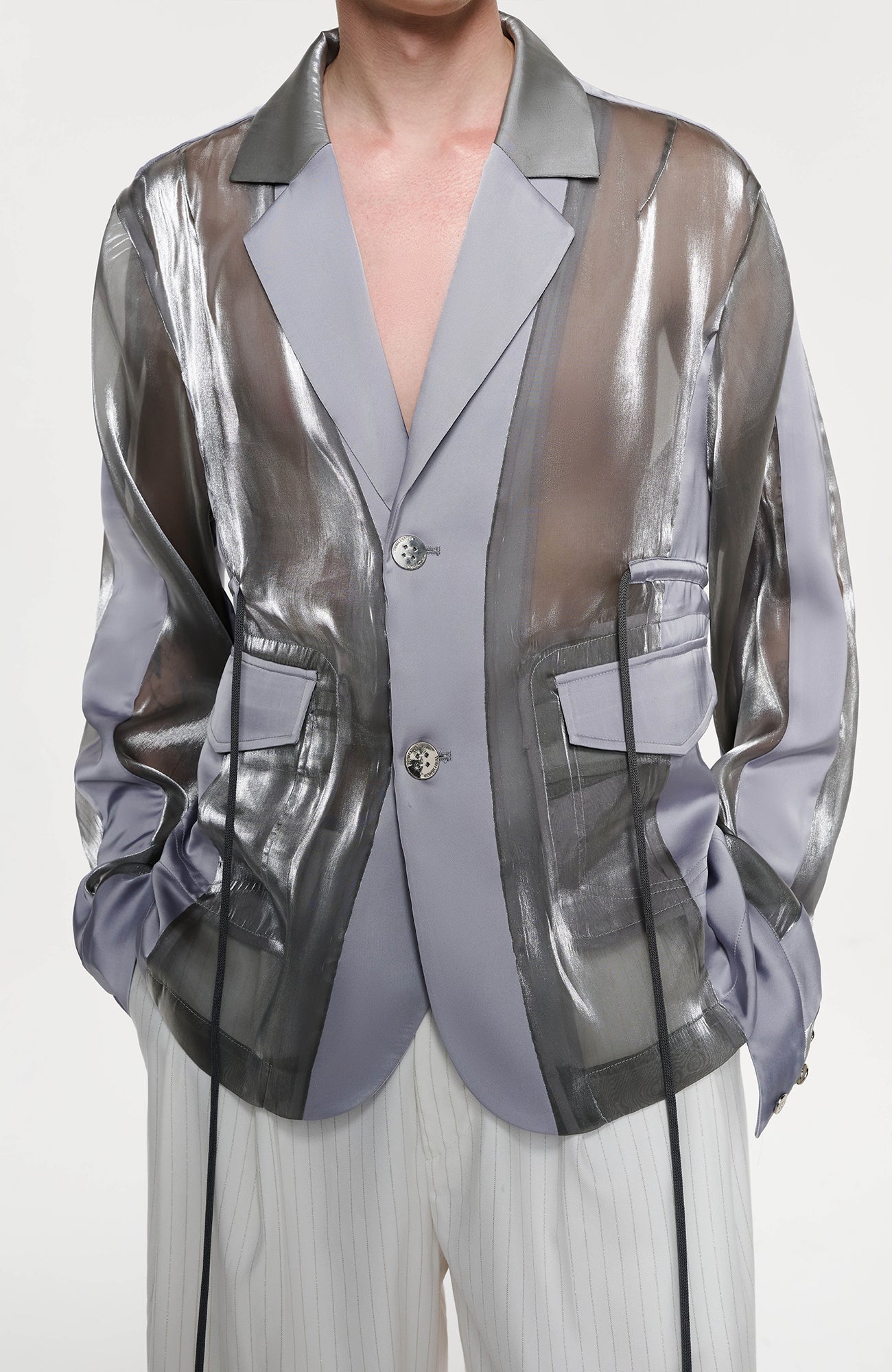 TIWILLTANG Drawstring Lustrous Paneled Blazer