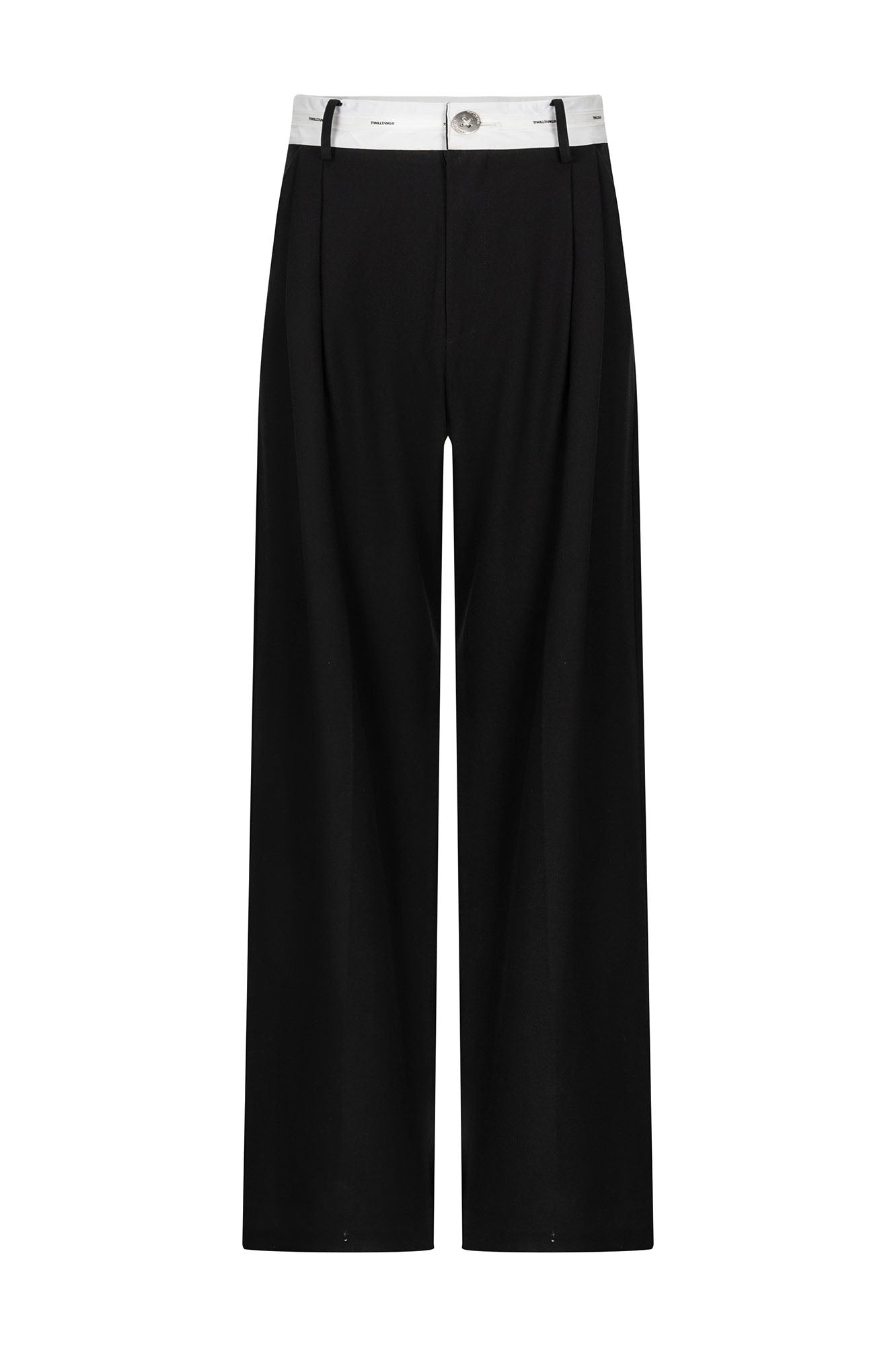 TIWILLTANG Contrast Panel Pleated Straight-Leg Pants