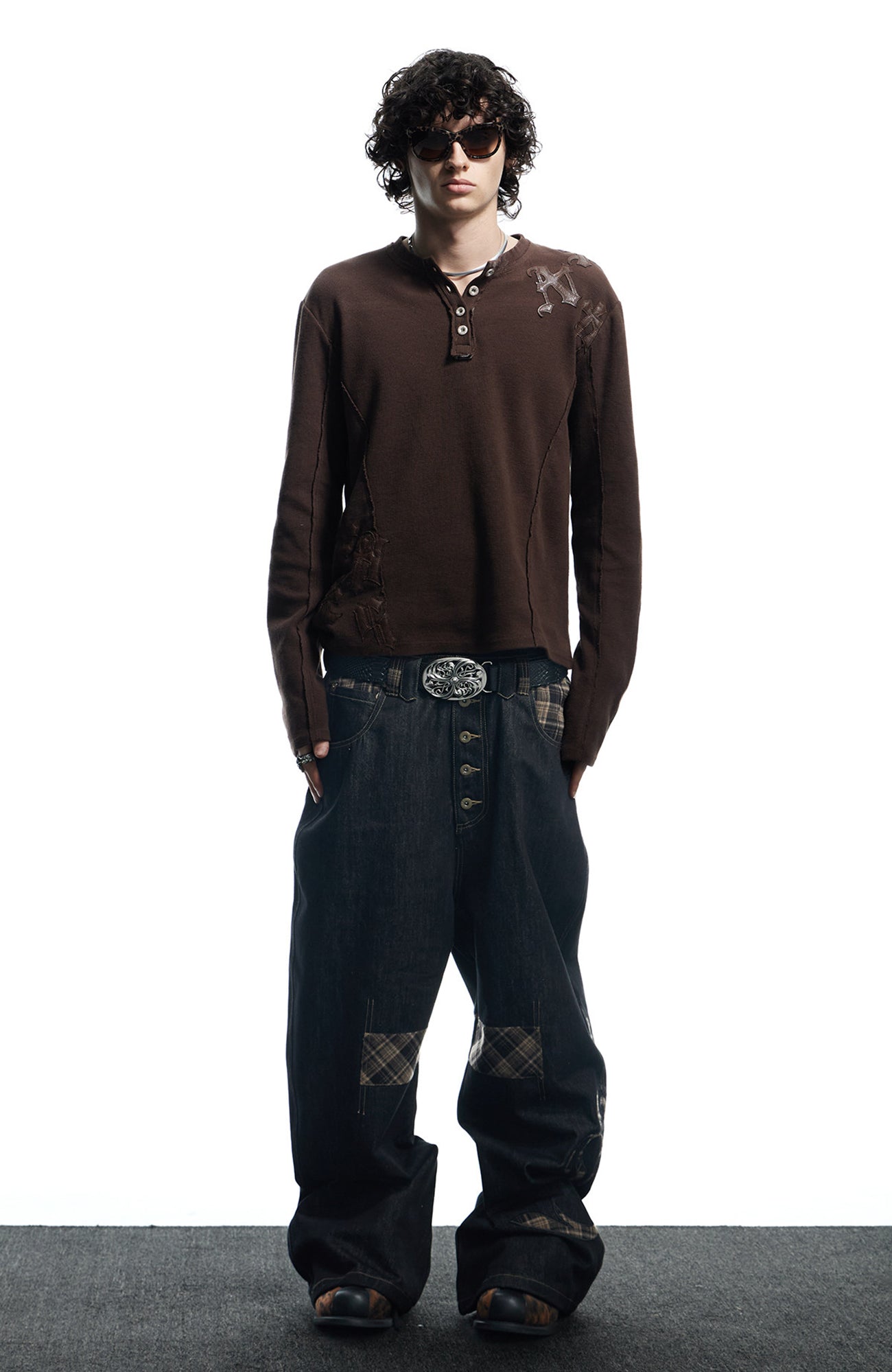 DND4DES Waffle-Knit Gothic Henley Long-Sleeve Tee, premium urban and streetwear designers apparel on PROJECTISR.com, DND4DES