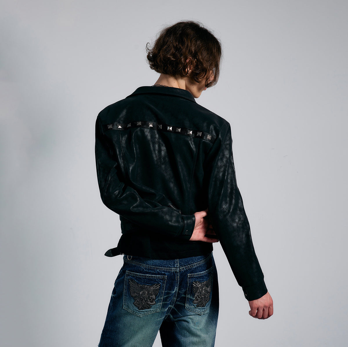 PAIKI Studded Zip-Up Biker Jacket