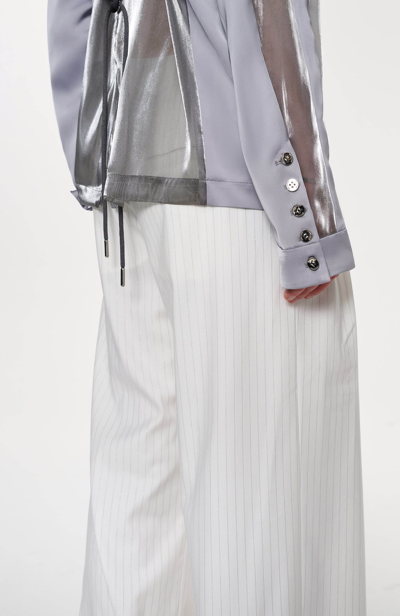 TIWILLTANG Drawstring Lustrous Paneled Blazer