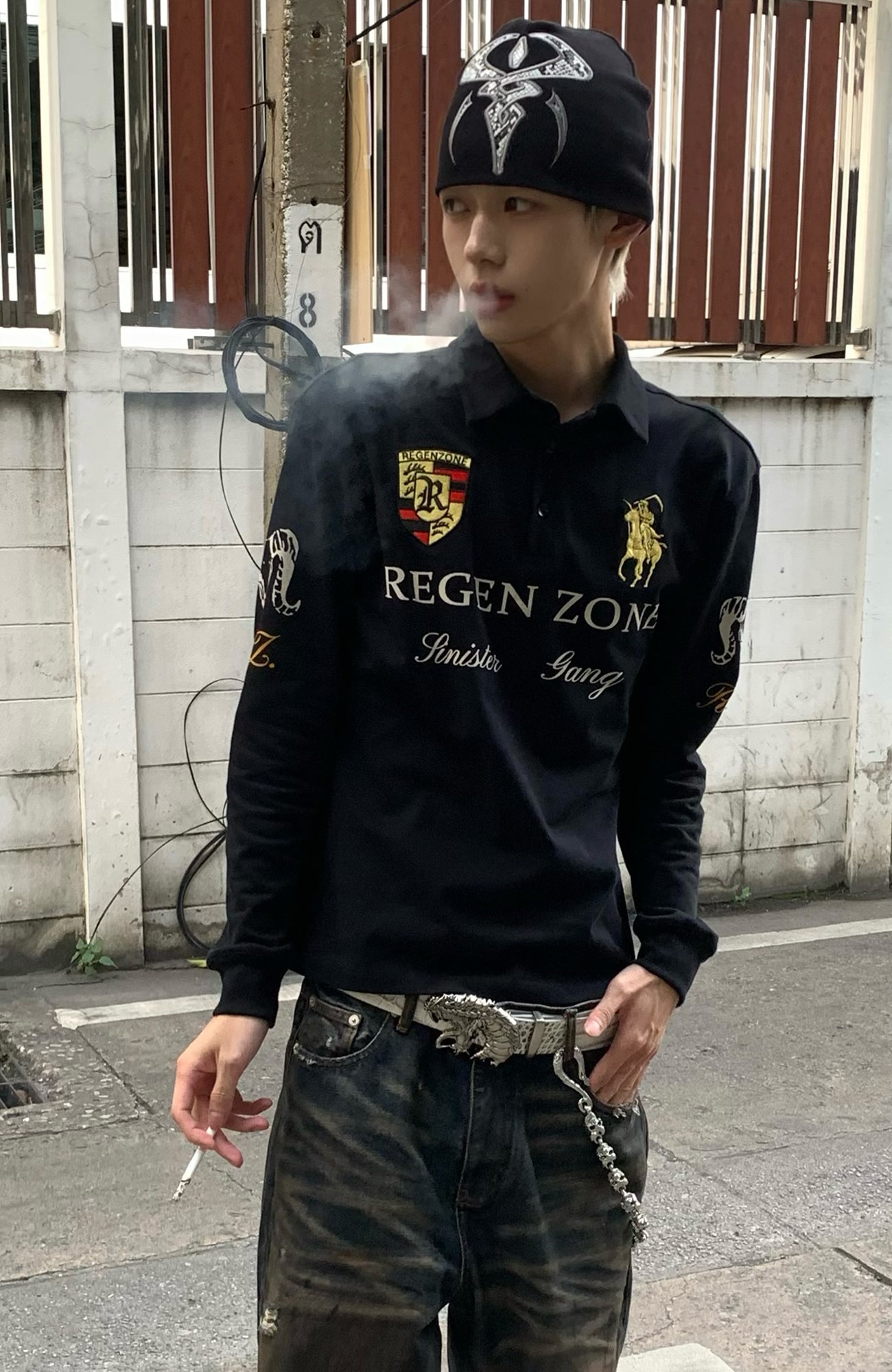 REGEN ZONE Retro Embroidered Fitted Polo