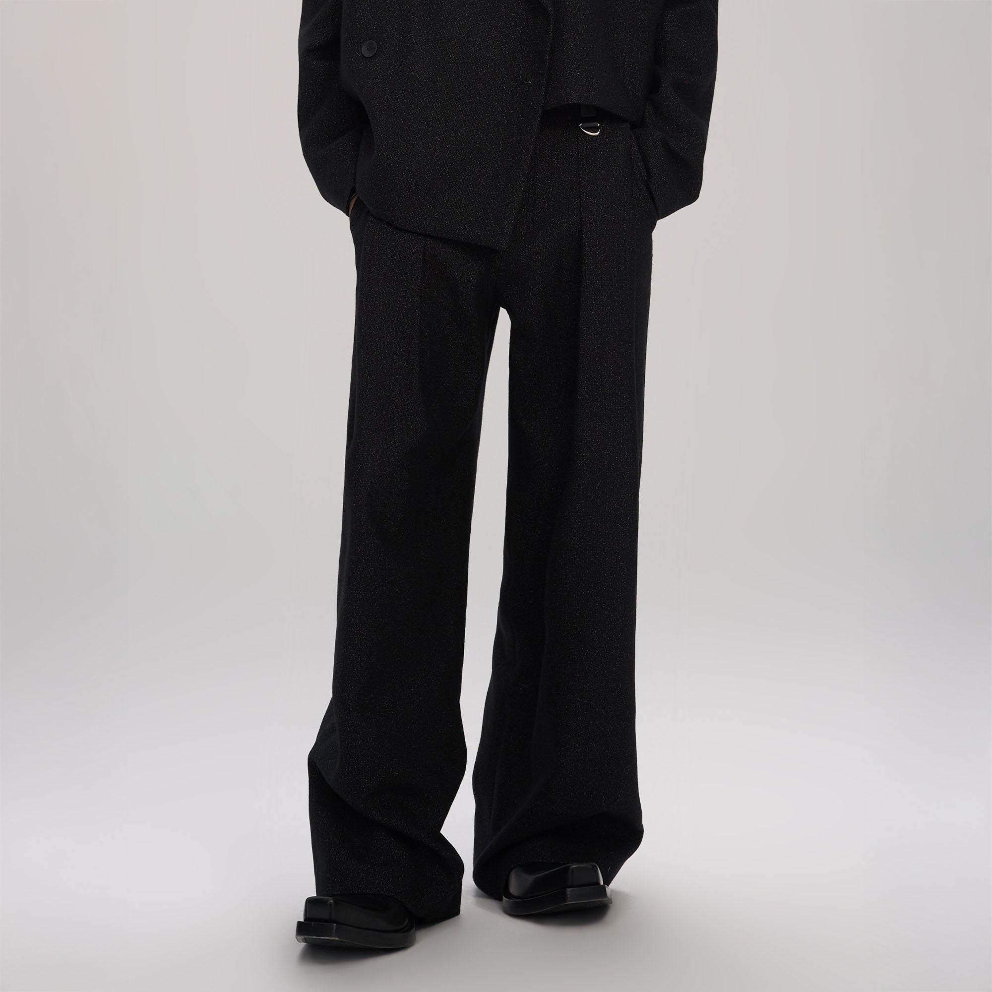 TIWILLTANG Classic Pleats Wool-Blend Wide-Leg Pants