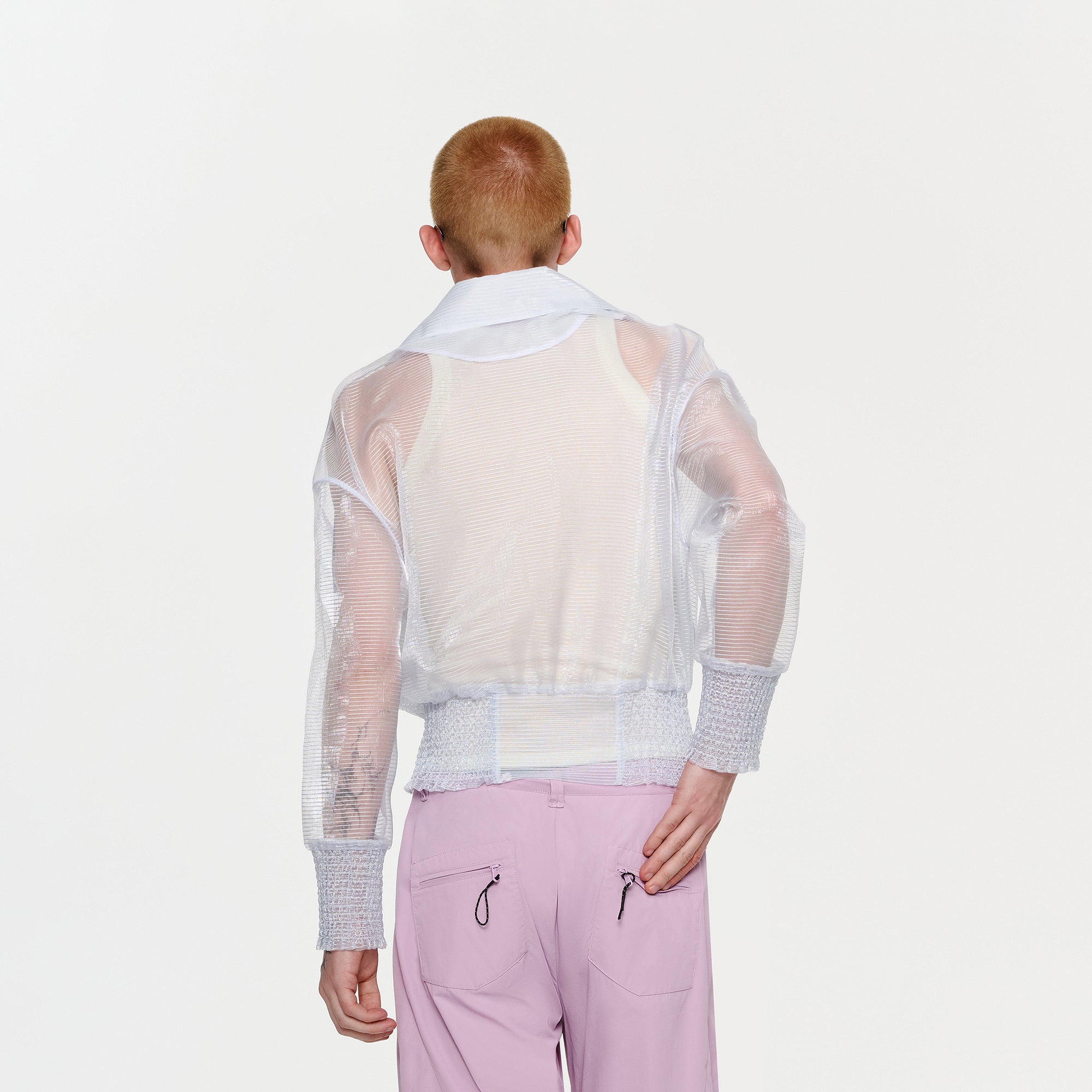 TIWILLTANG Sheer Zip-Up Cropped Jacket