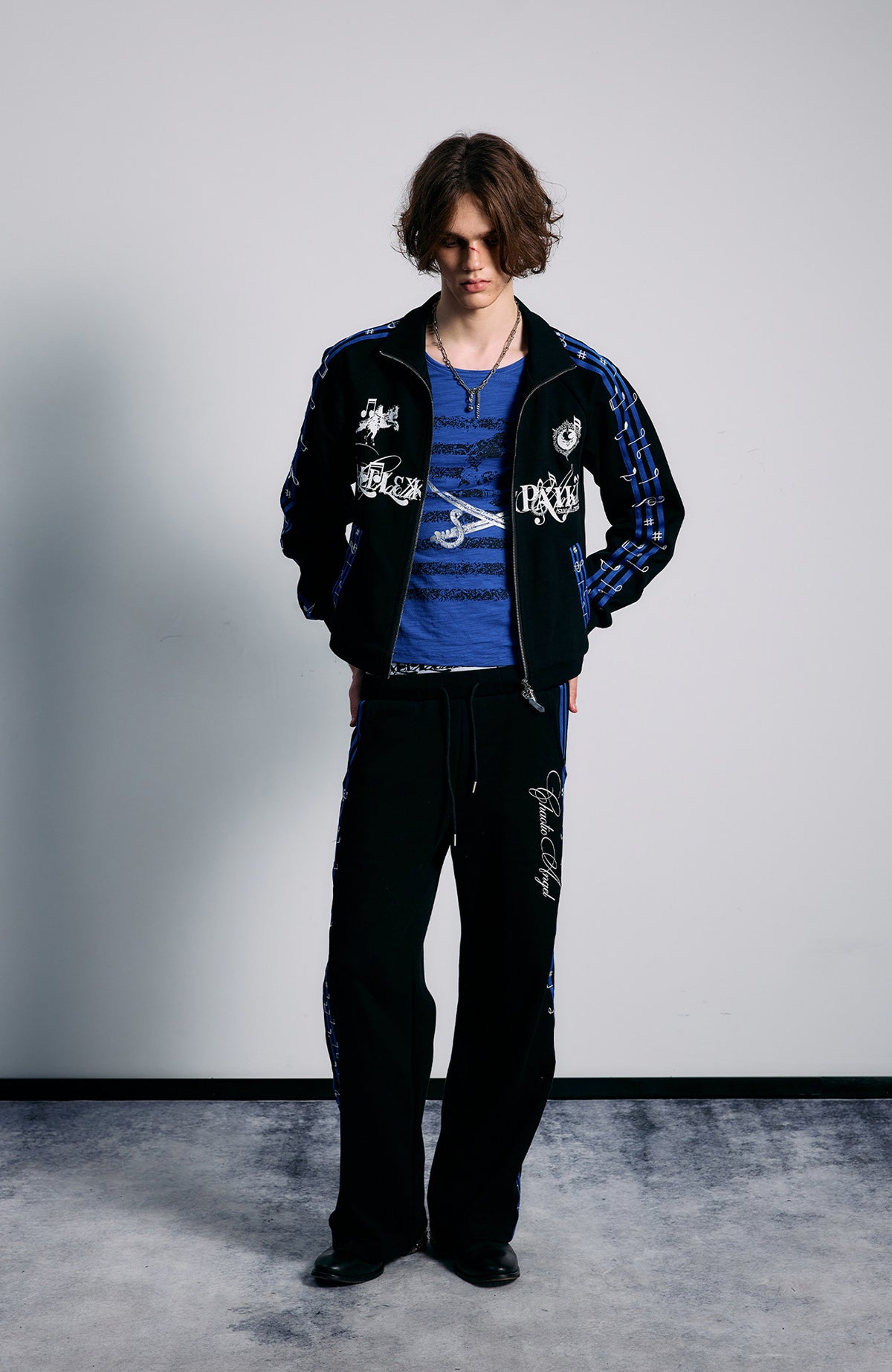 PAIKI Blues Track Embroidered Collar Jacket
