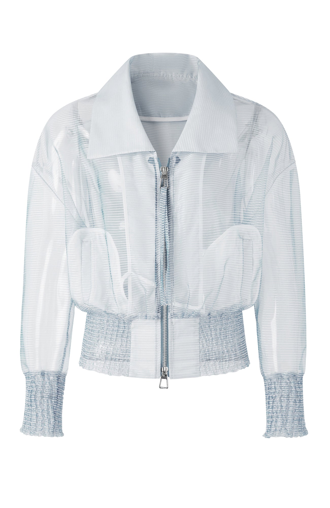 TIWILLTANG Sheer Zip-Up Cropped Jacket