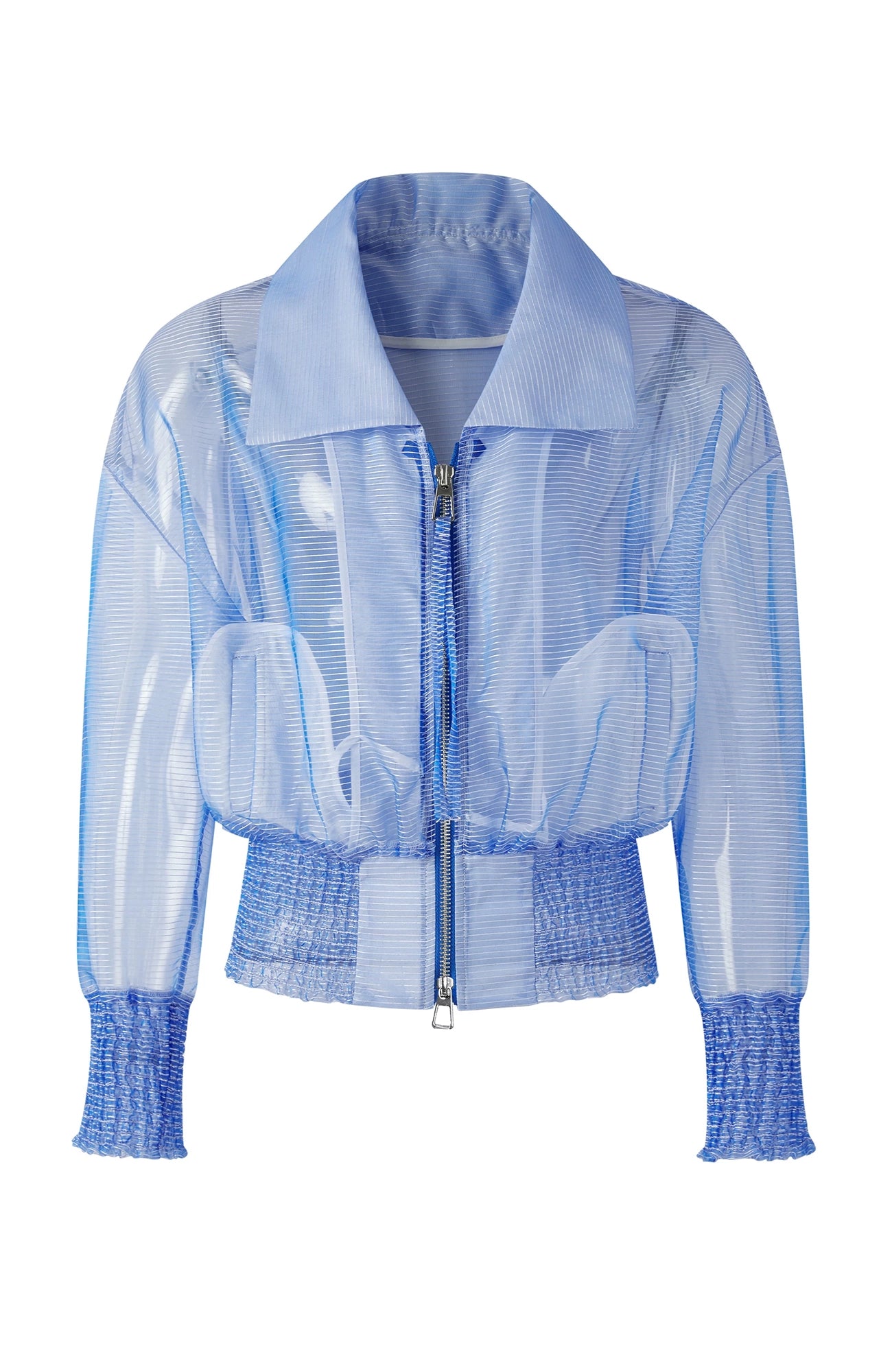 TIWILLTANG Sheer Zip-Up Cropped Jacket
