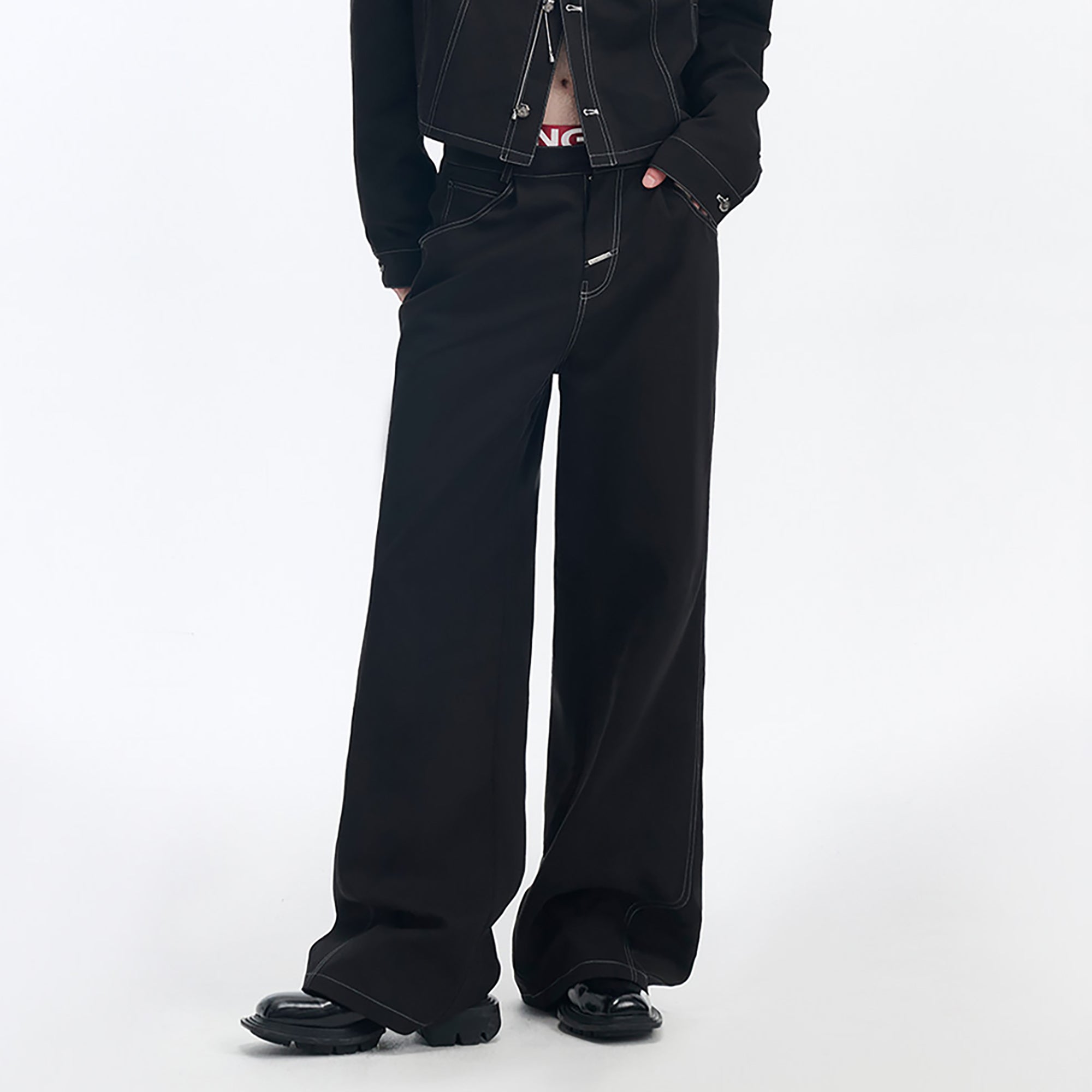 TIWILLTANG Retro Stitched Paneled Oversized Pants