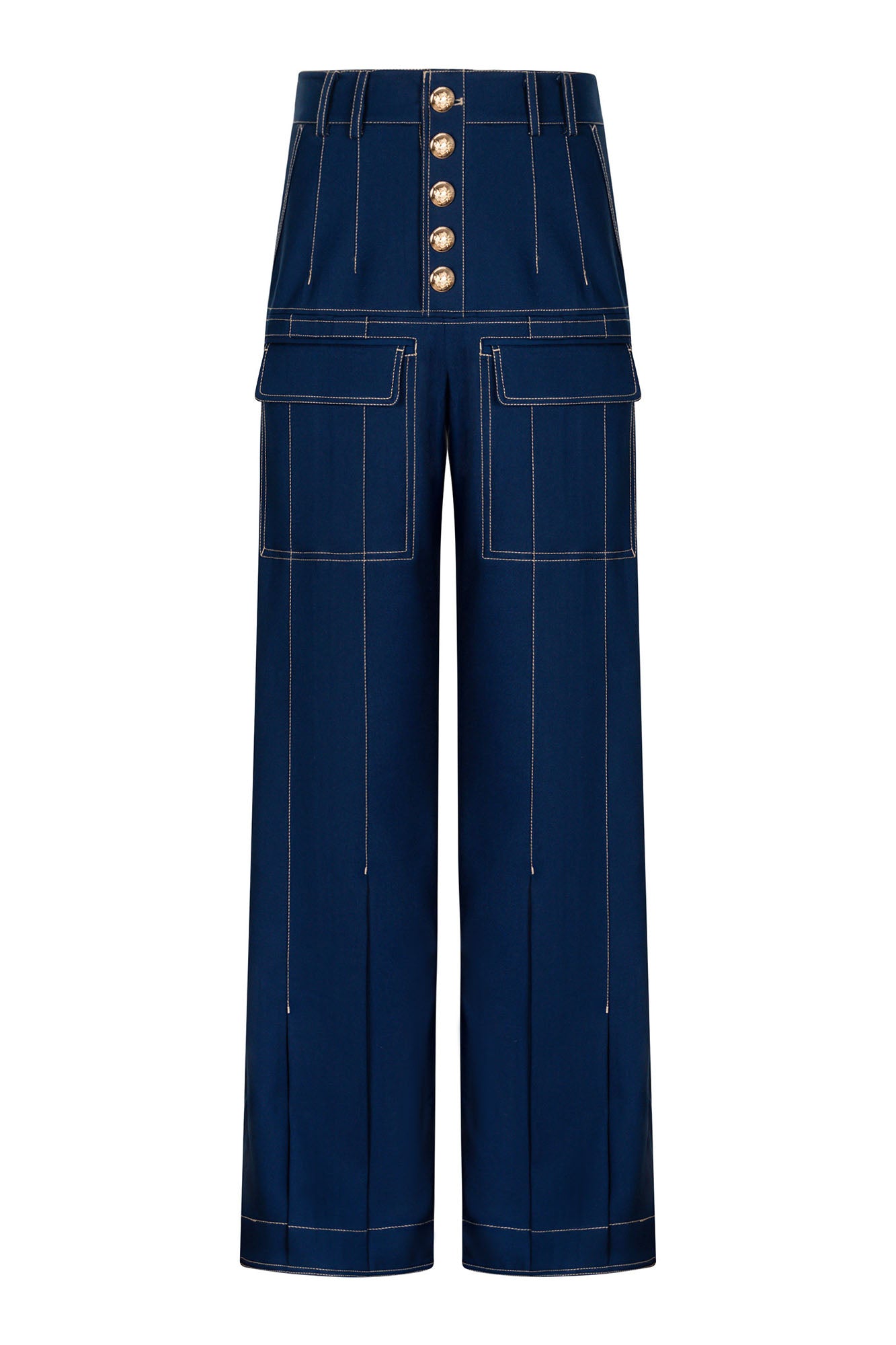 TIWILLTANG Stitched Button-Up Pleated Flared Pants