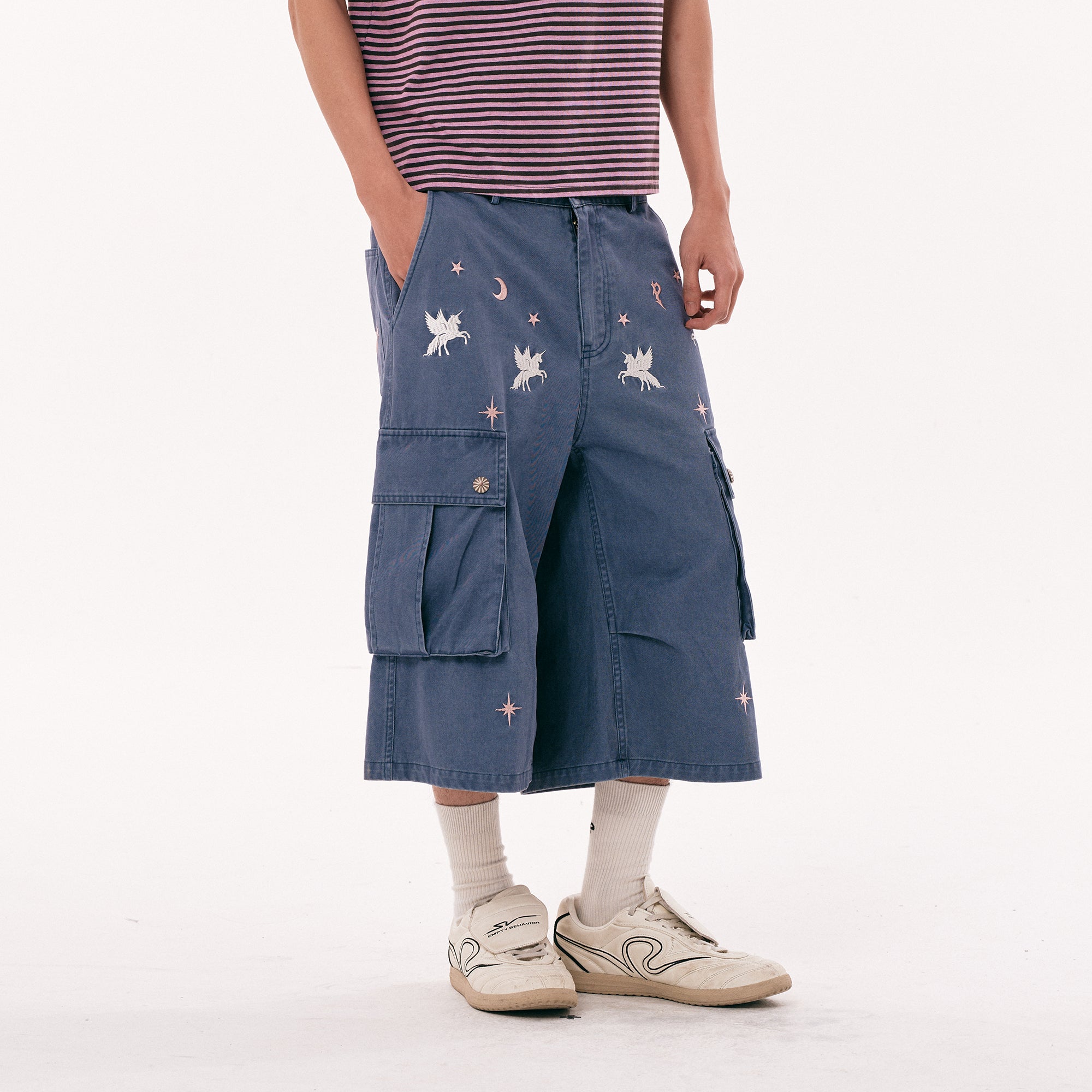 PASET Unicorn Embroidered Cargo Shorts