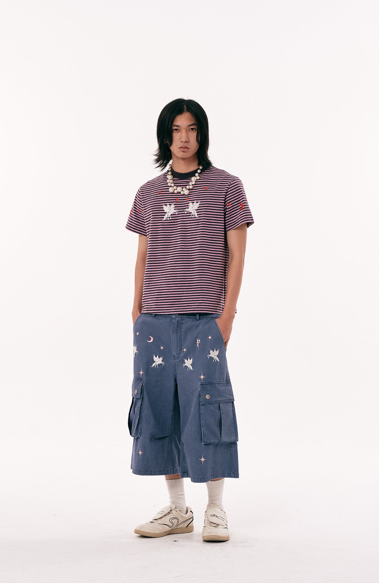 PASET Unicorn Embroidered Cargo Shorts