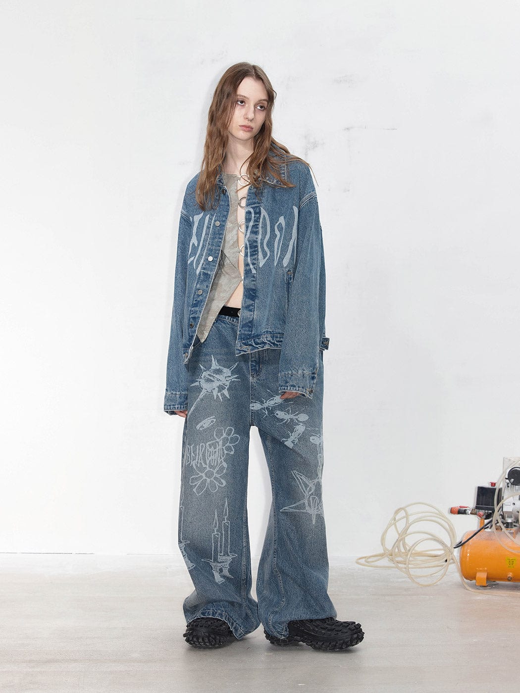 49PERCENT LABELROOM Laser Logo Denim Jacket, premium urban and streetwear designers apparel on PROJECTISR.com, 49PERCENT