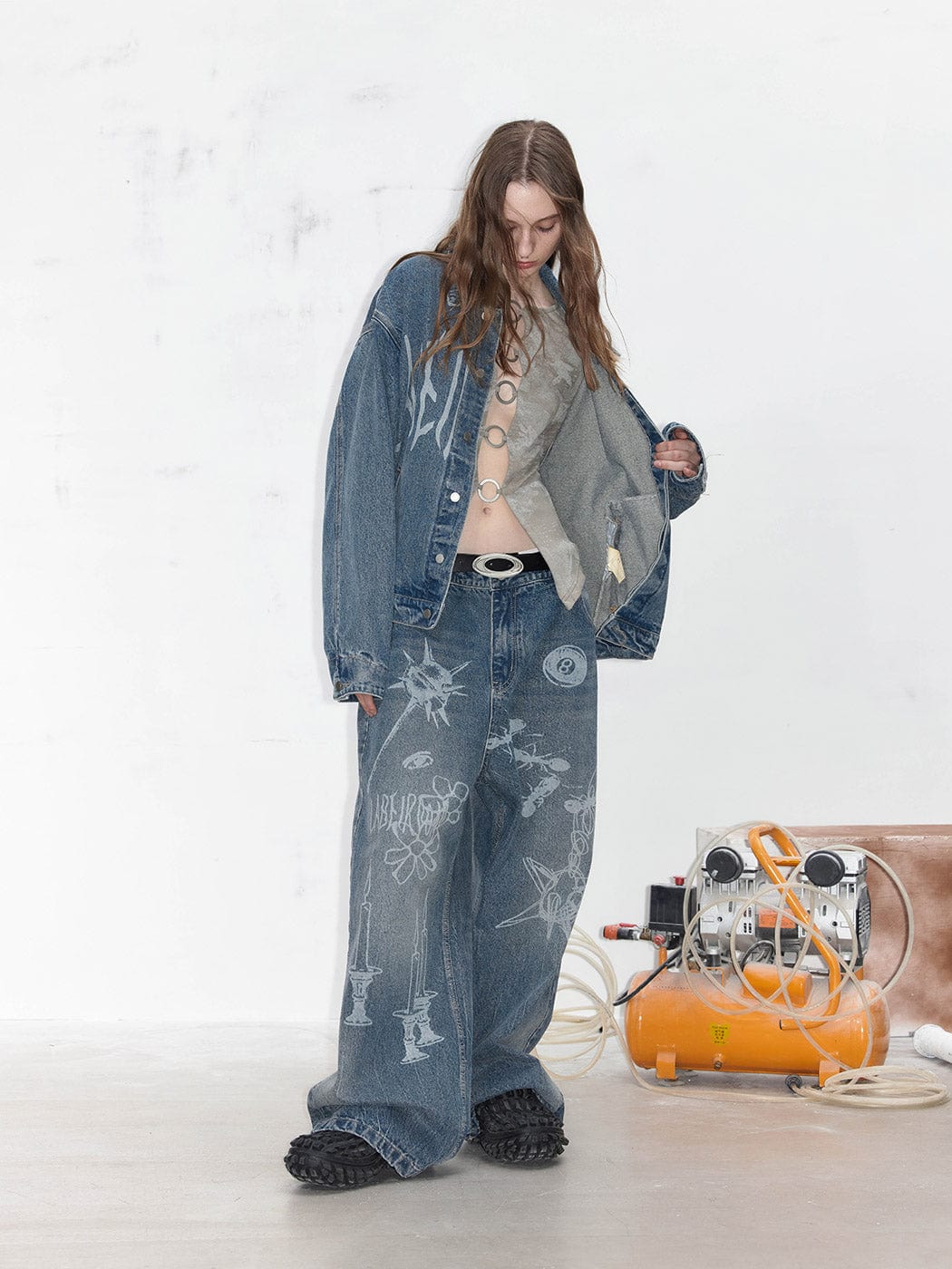 49PERCENT LABELROOM Laser Logo Denim Jacket, premium urban and streetwear designers apparel on PROJECTISR.com, 49PERCENT