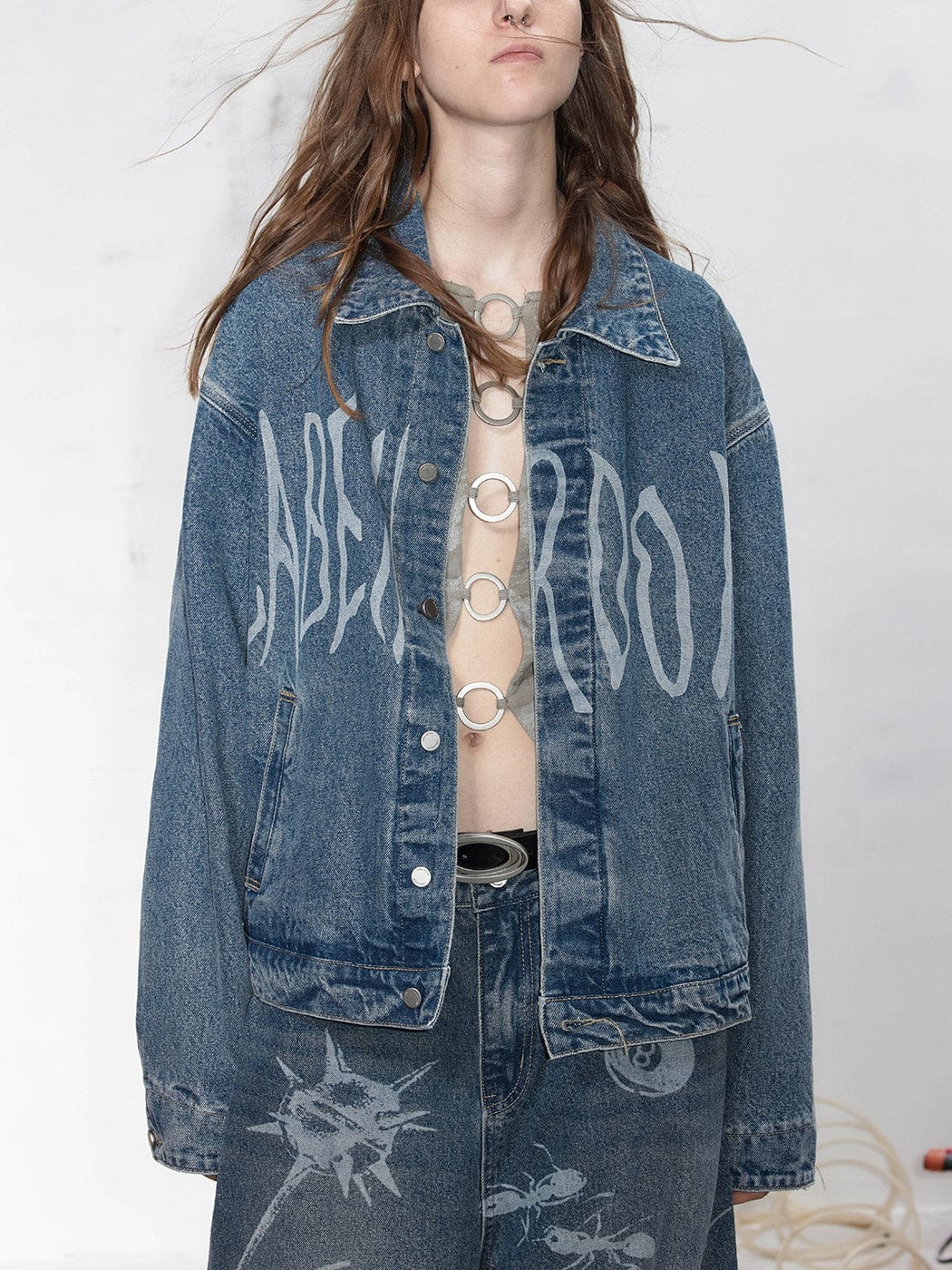 49PERCENT LABELROOM Laser Logo Denim Jacket, premium urban and streetwear designers apparel on PROJECTISR.com, 49PERCENT