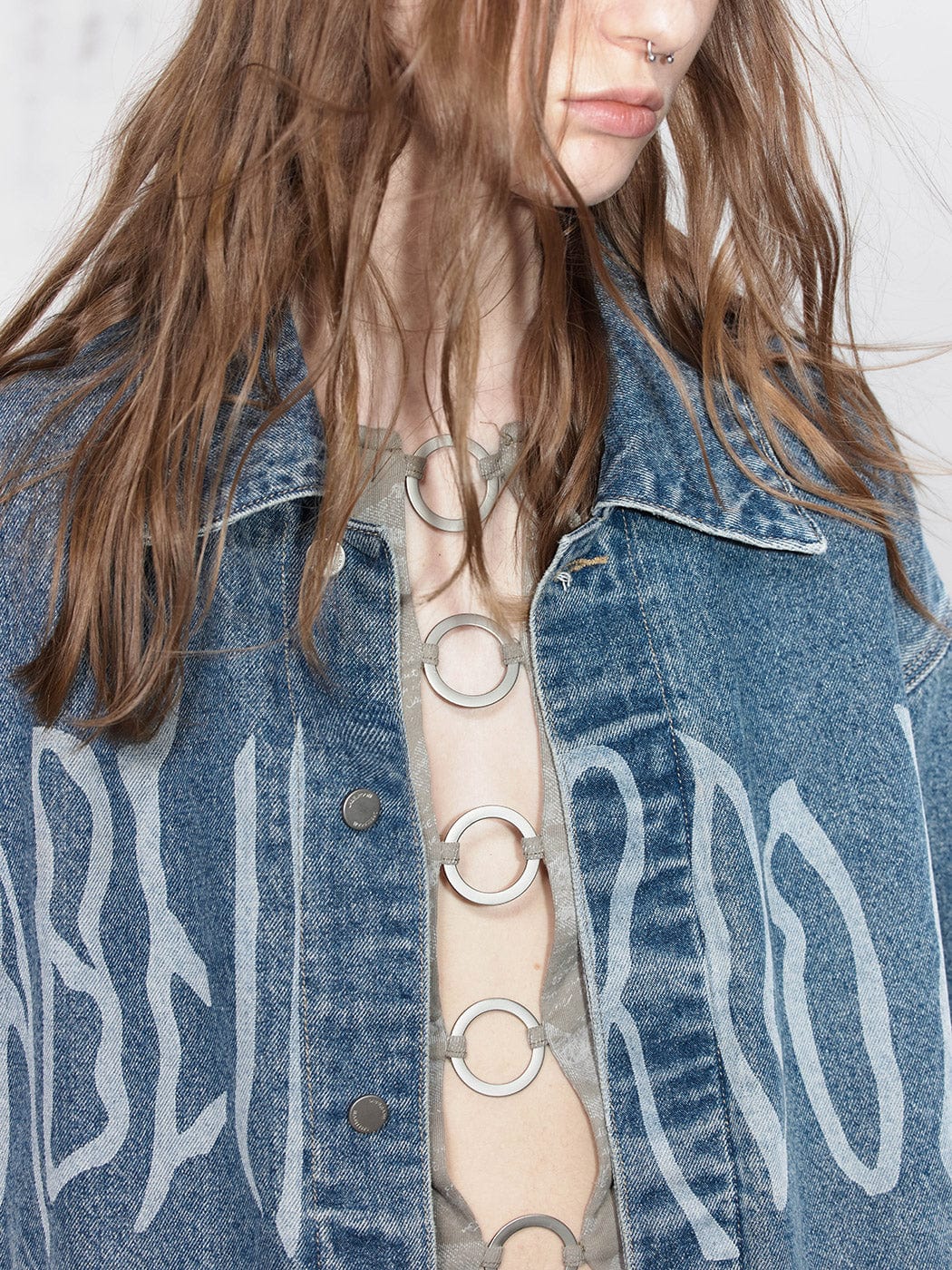 49PERCENT LABELROOM Laser Logo Denim Jacket, premium urban and streetwear designers apparel on PROJECTISR.com, 49PERCENT