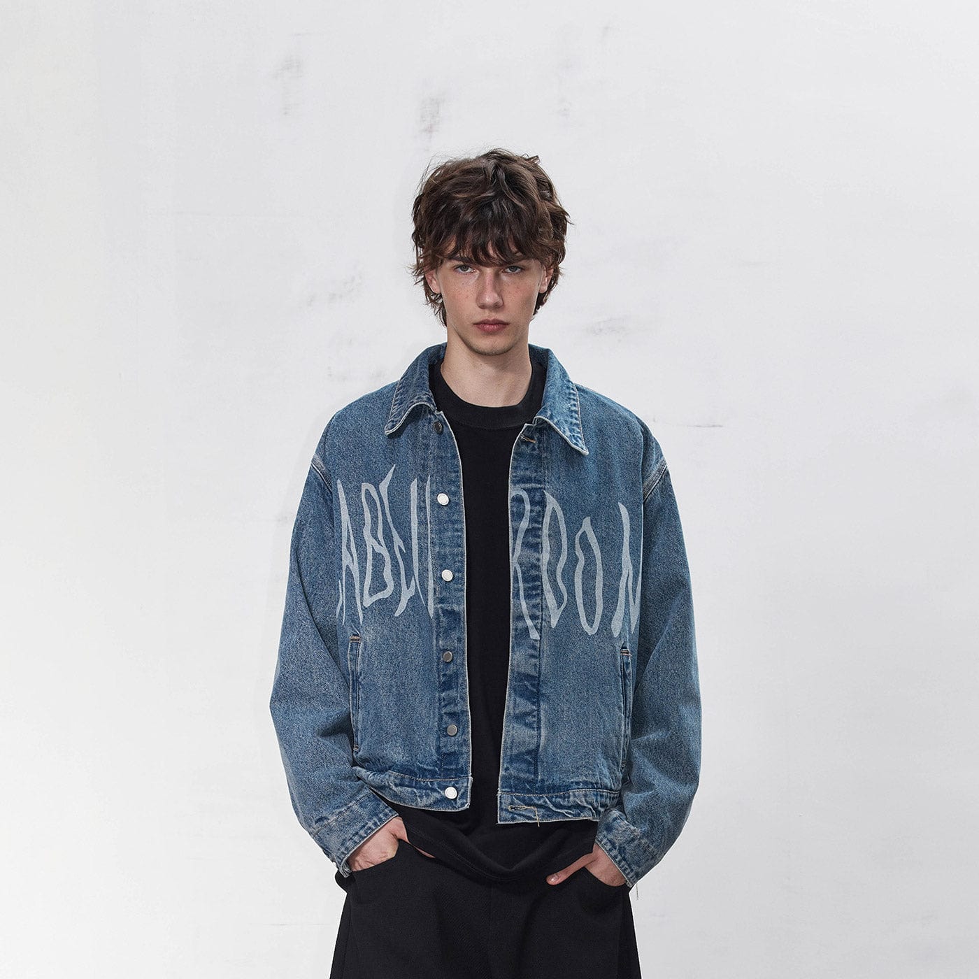 49PERCENT LABELROOM Laser Logo Denim Jacket, premium urban and streetwear designers apparel on PROJECTISR.com, 49PERCENT