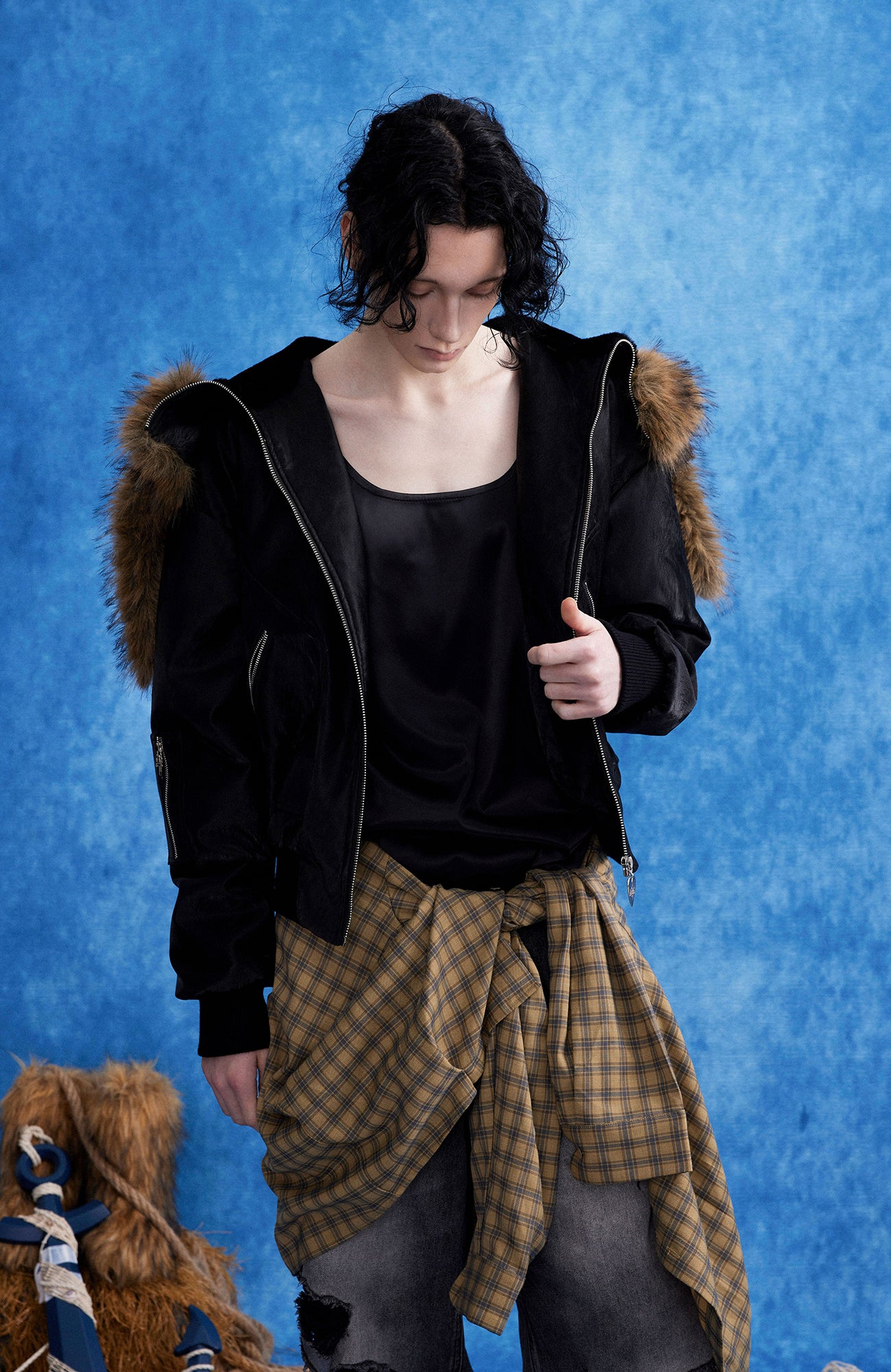 OIPWORD Studded Convertible Hood PU Puffer Jacket