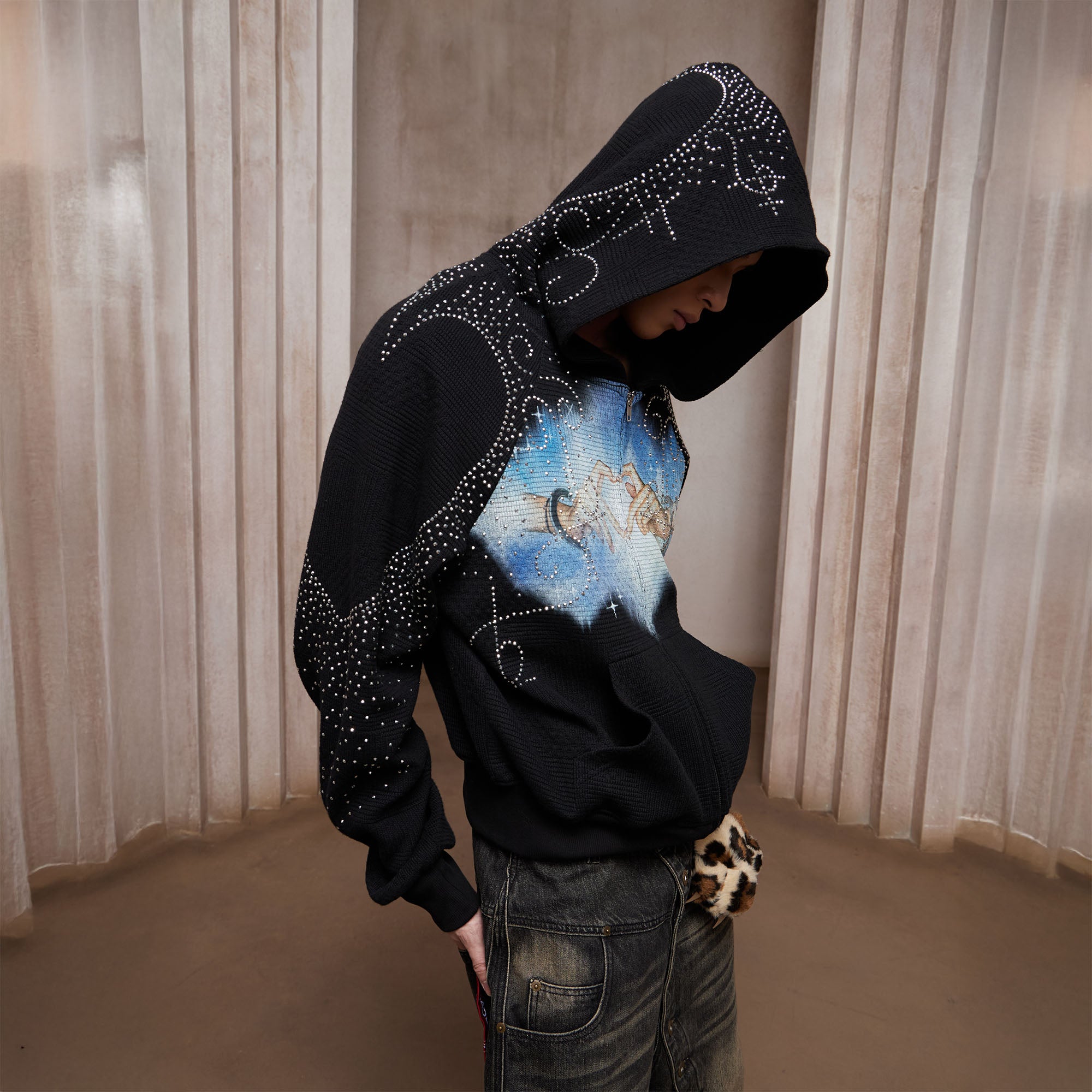 DND4DES Diamond Airbrush Zip-Up Hoodie