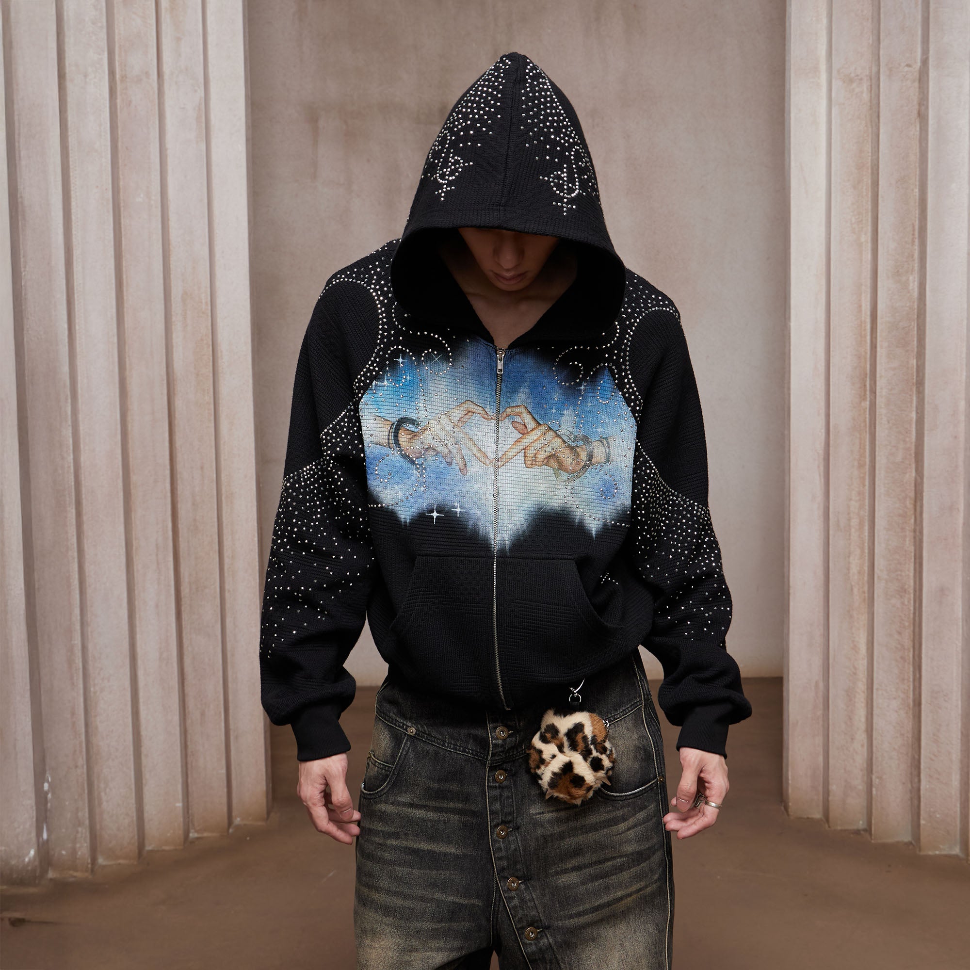 DND4DES Diamond Airbrush Zip-Up Hoodie