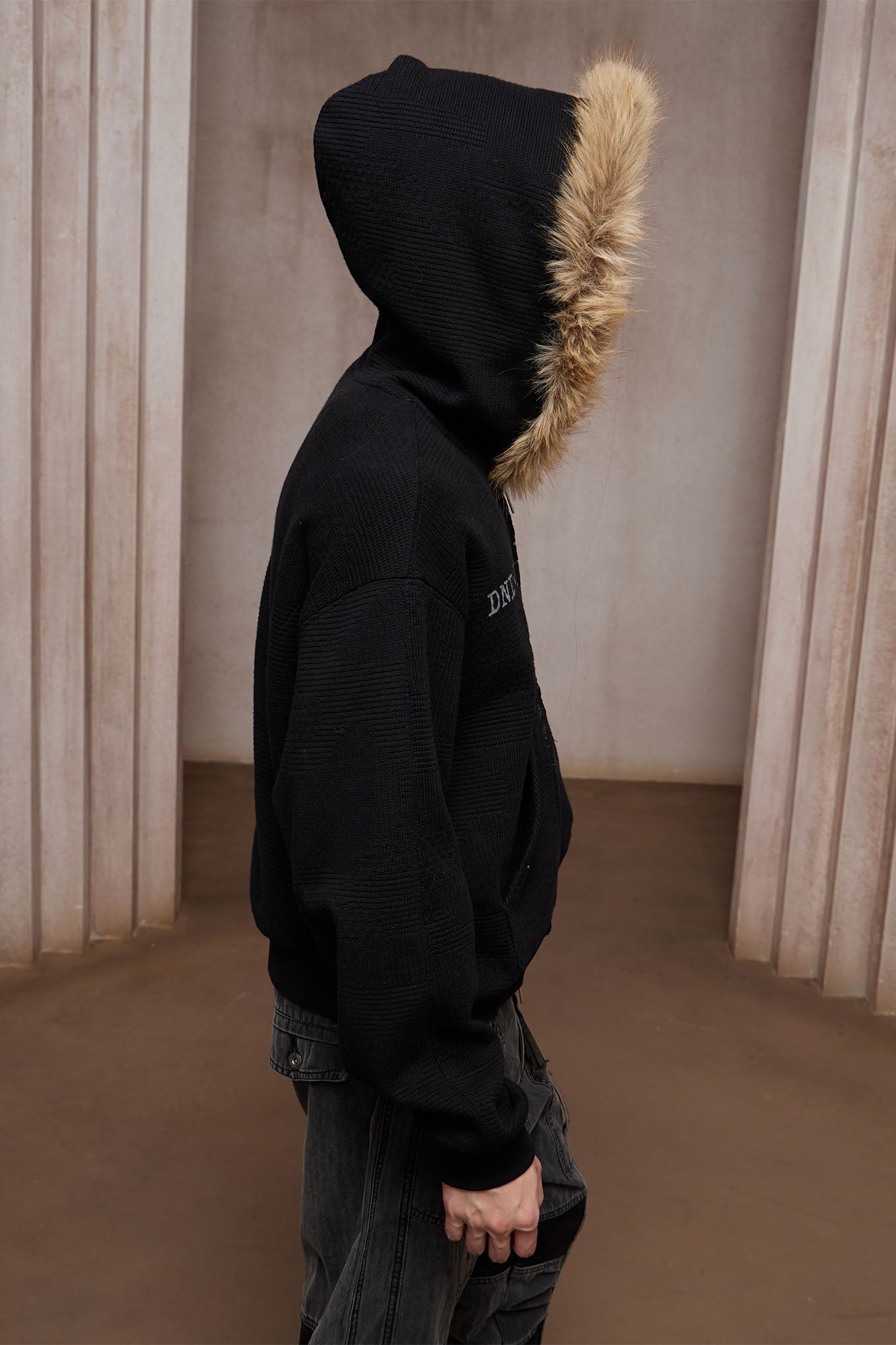 DND4DES Detachable Faux Fur Trim Hooded Jacket