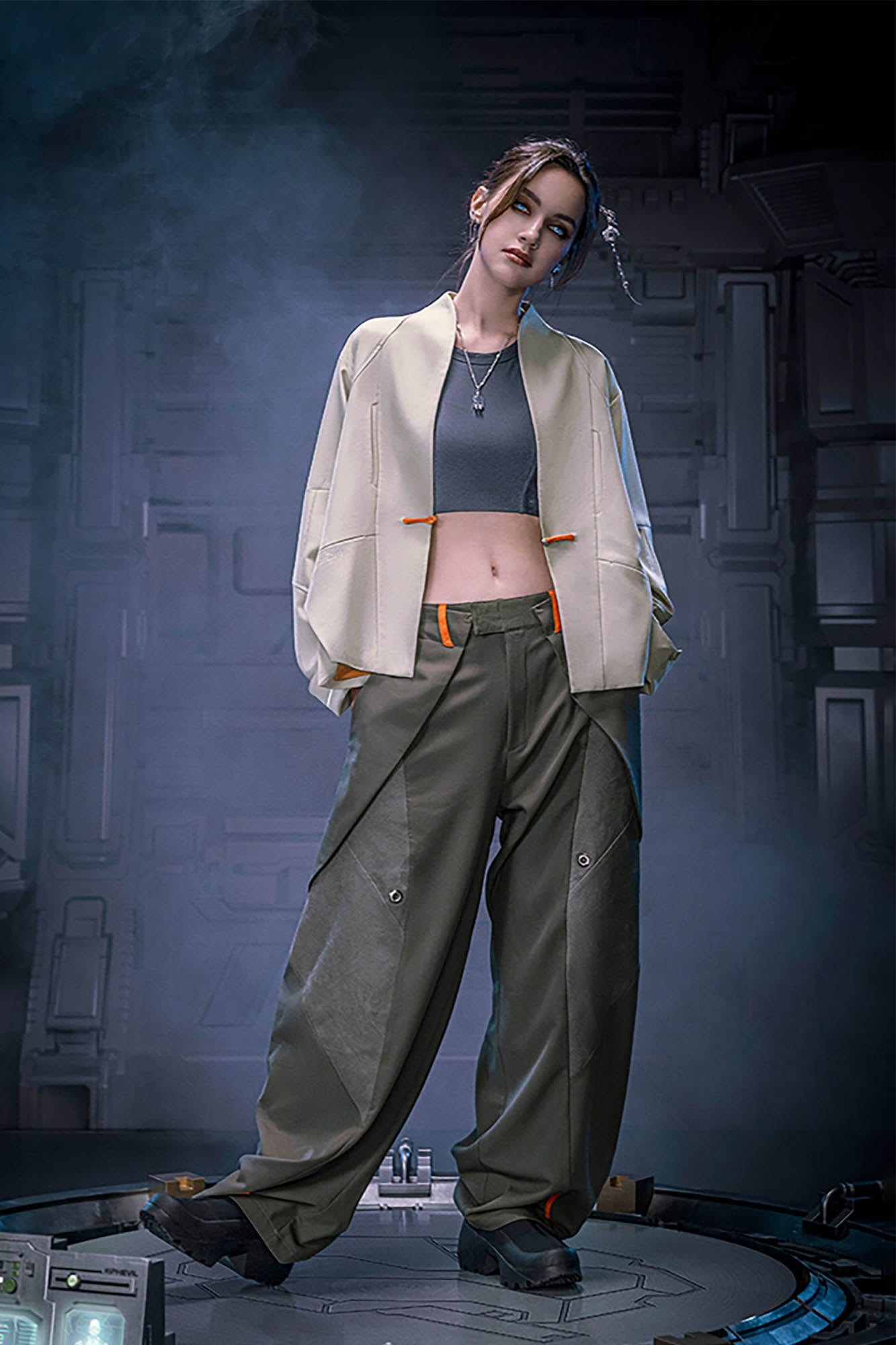 XIPHEVIL Deconstructed Utility Daoist Robe Apricot, premium urban and streetwear designers apparel on PROJECTISR.com, XIPHEVIL