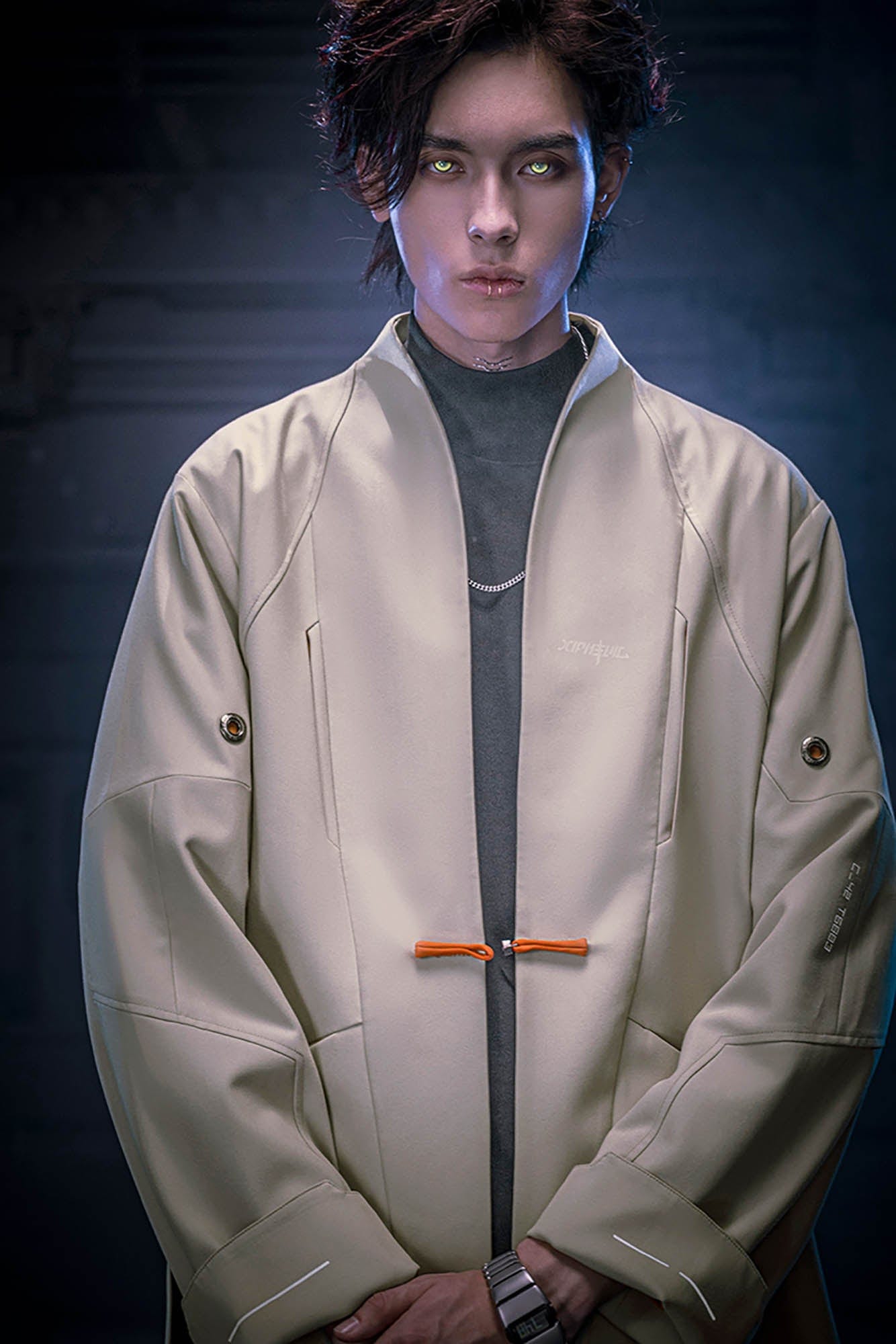 XIPHEVIL Deconstructed Utility Daoist Robe Apricot, premium urban and streetwear designers apparel on PROJECTISR.com, XIPHEVIL