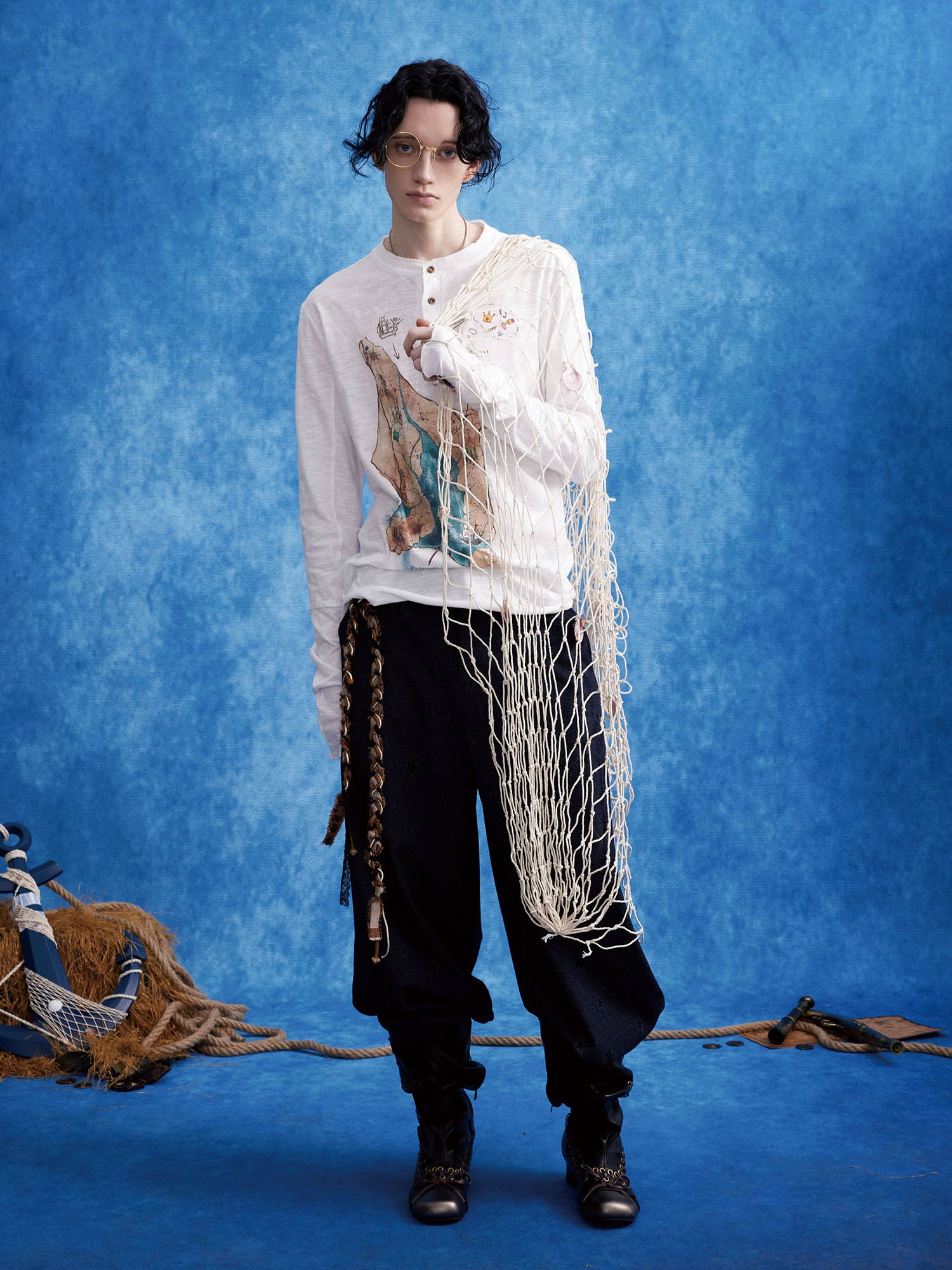 OIPWORD Treasure Map Henley Long-Sleeve Tee
