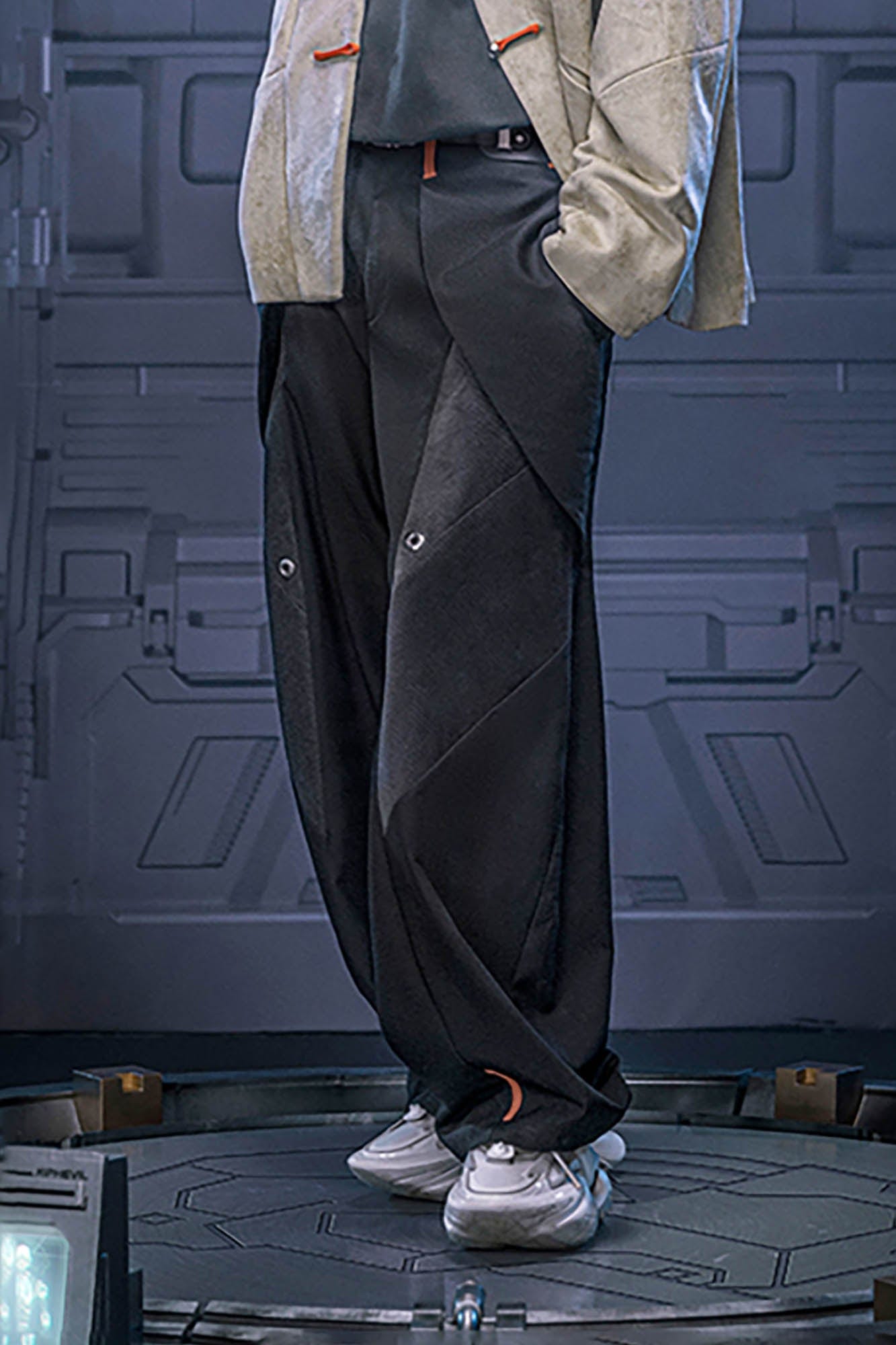 XIPHEVIL Mech Paneled Utility Wide-Leg Pants Black, premium urban and streetwear designers apparel on PROJECTISR.com, XIPHEVIL