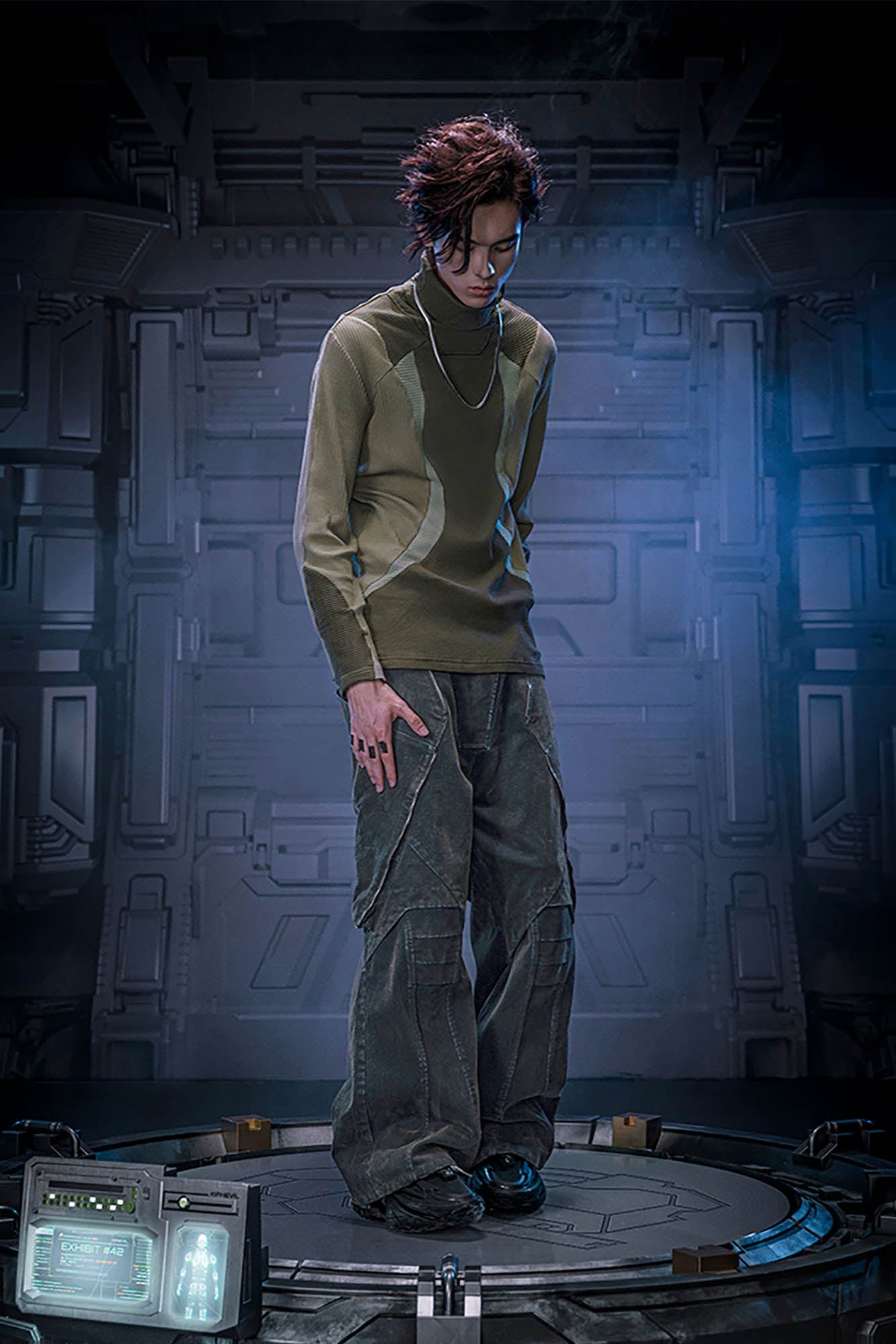 XIPHEVIL Layered Paneled Robotic Wide-Leg Pants, premium urban and streetwear designers apparel on PROJECTISR.com, XIPHEVIL