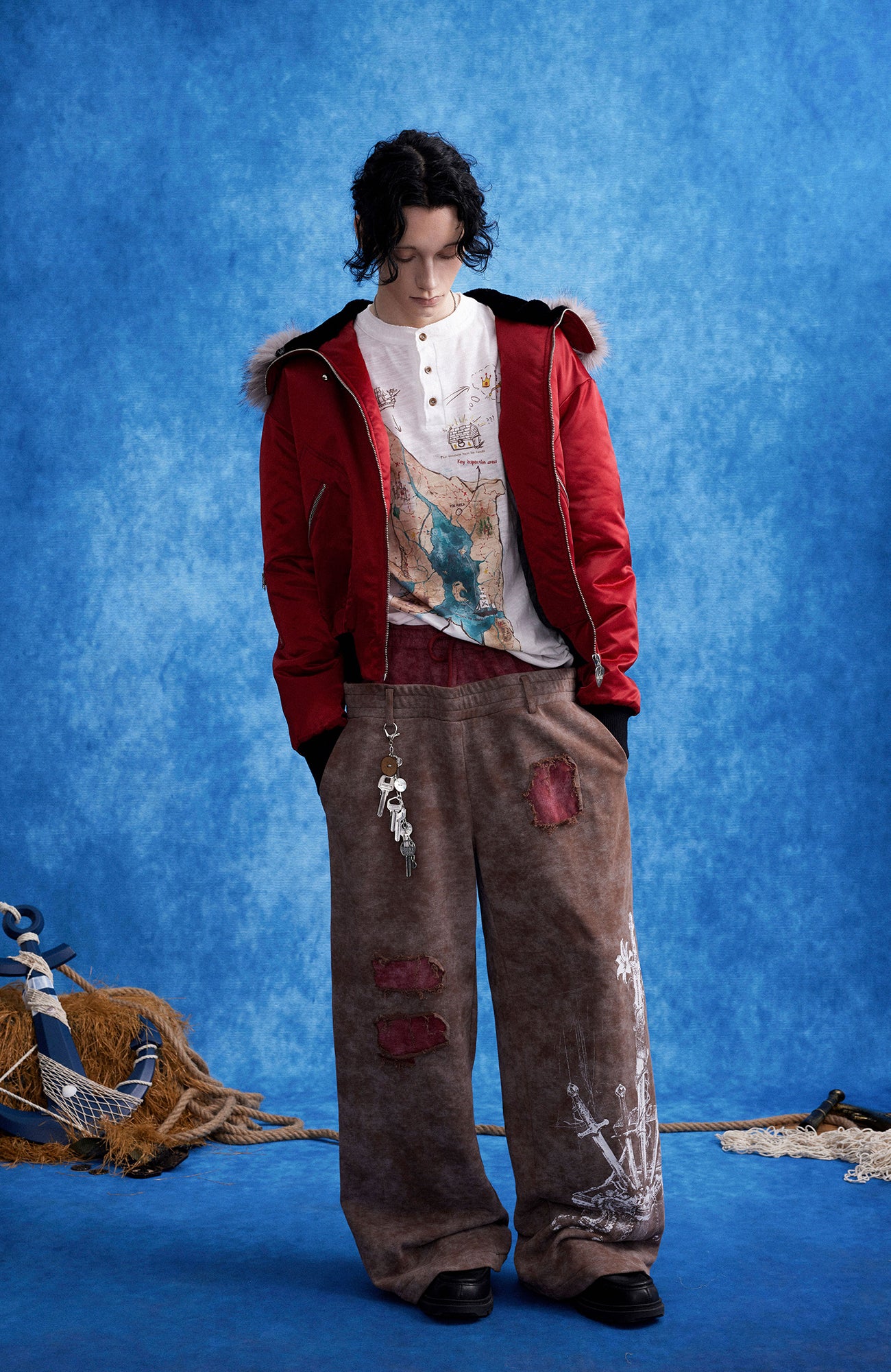 OIPWORD Studded Convertible Hood Nylon Puffer Jacket