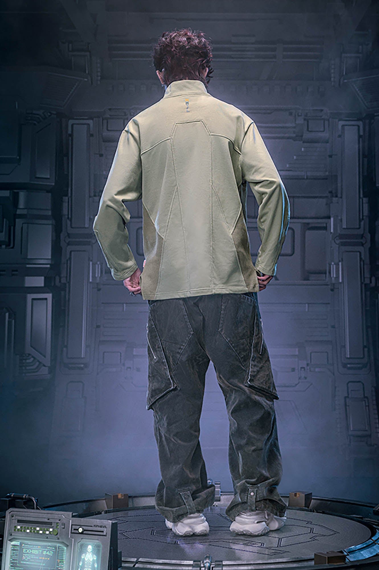 XIPHEVIL Mesh Paneled Tactical Turtleneck Sweatshirt Green, premium urban and streetwear designers apparel on PROJECTISR.com, XIPHEVIL