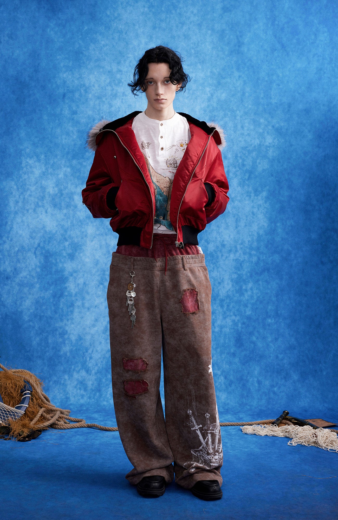 OIPWORD Studded Convertible Hood Nylon Puffer Jacket