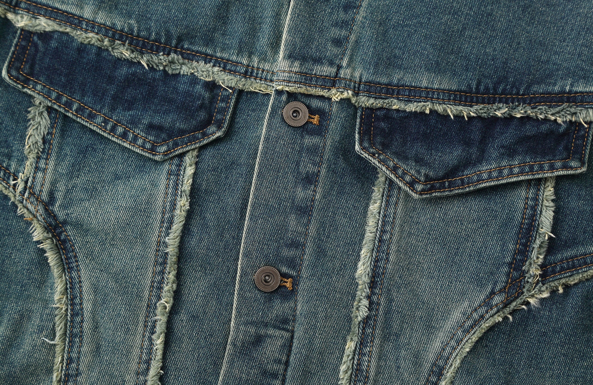 CLP Frayed Paneled Washed Denim Jacket, premium urban and streetwear designers apparel on PROJECTISR.com, CLP