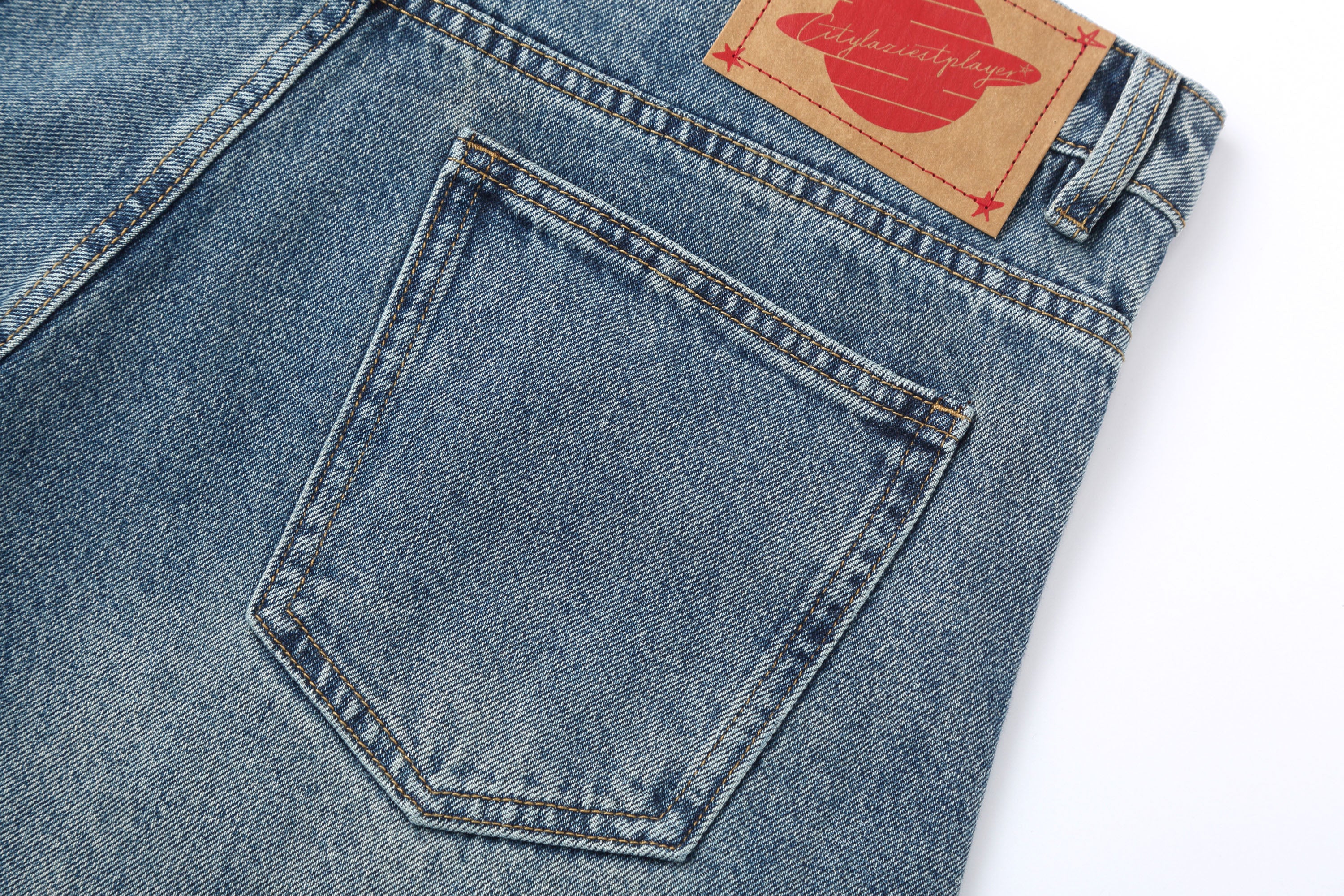 CLP Pleated Knee Wide-Leg Denim Pants