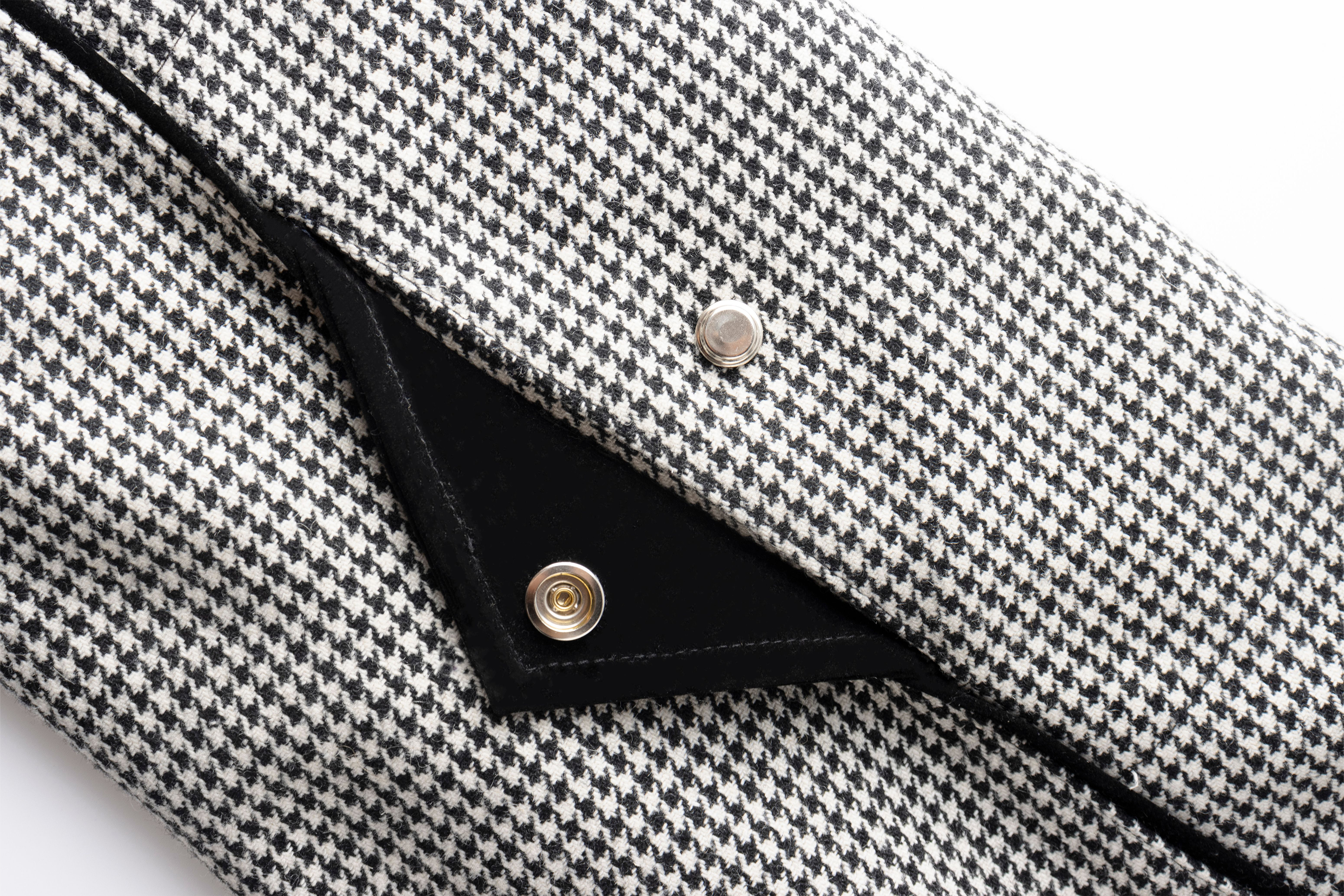 ESAIAS Houndstooth Panel Stand Collar Wool-Blend Jacket